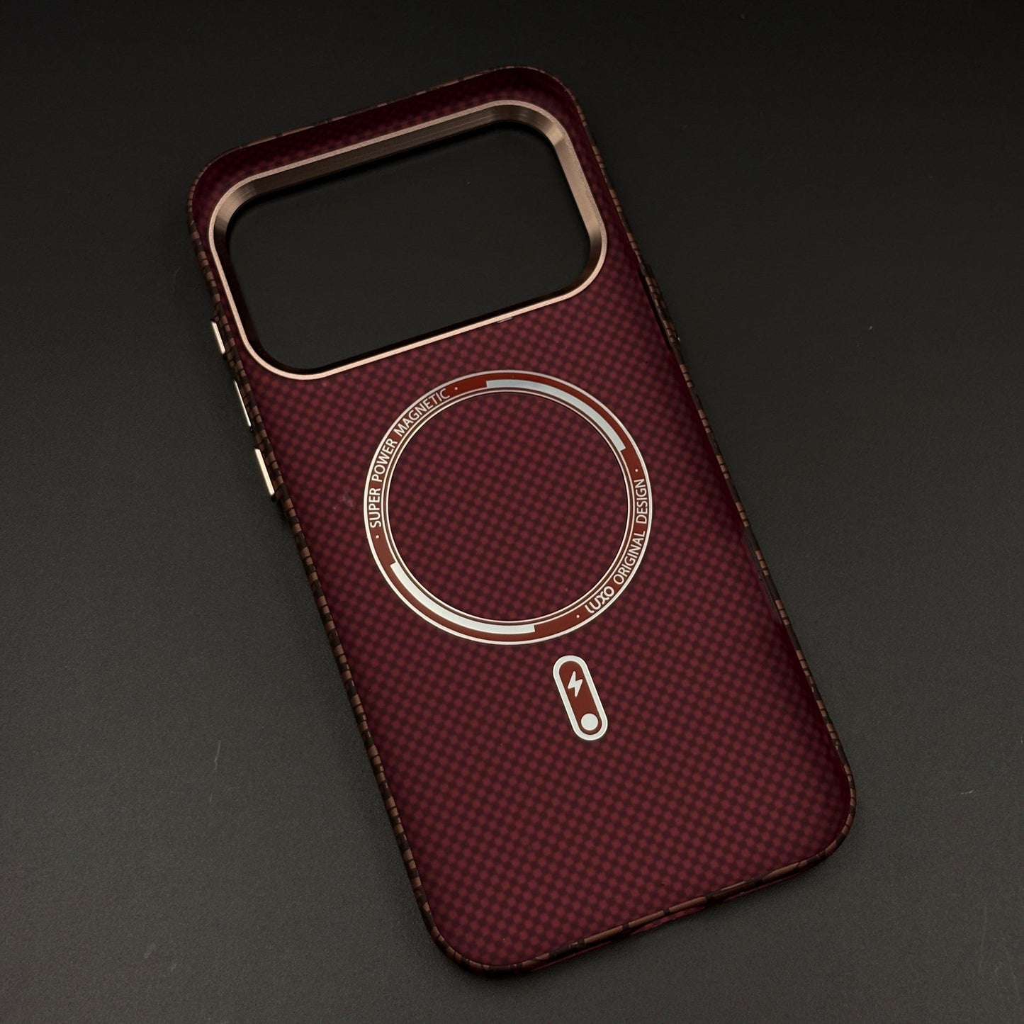 Brown Geometric Slim Mobile Case Cover for iPhone 17 Series | Rare Aramid Texture Finish | Real Carbon Fibre Feel | Hidden MagSafe
