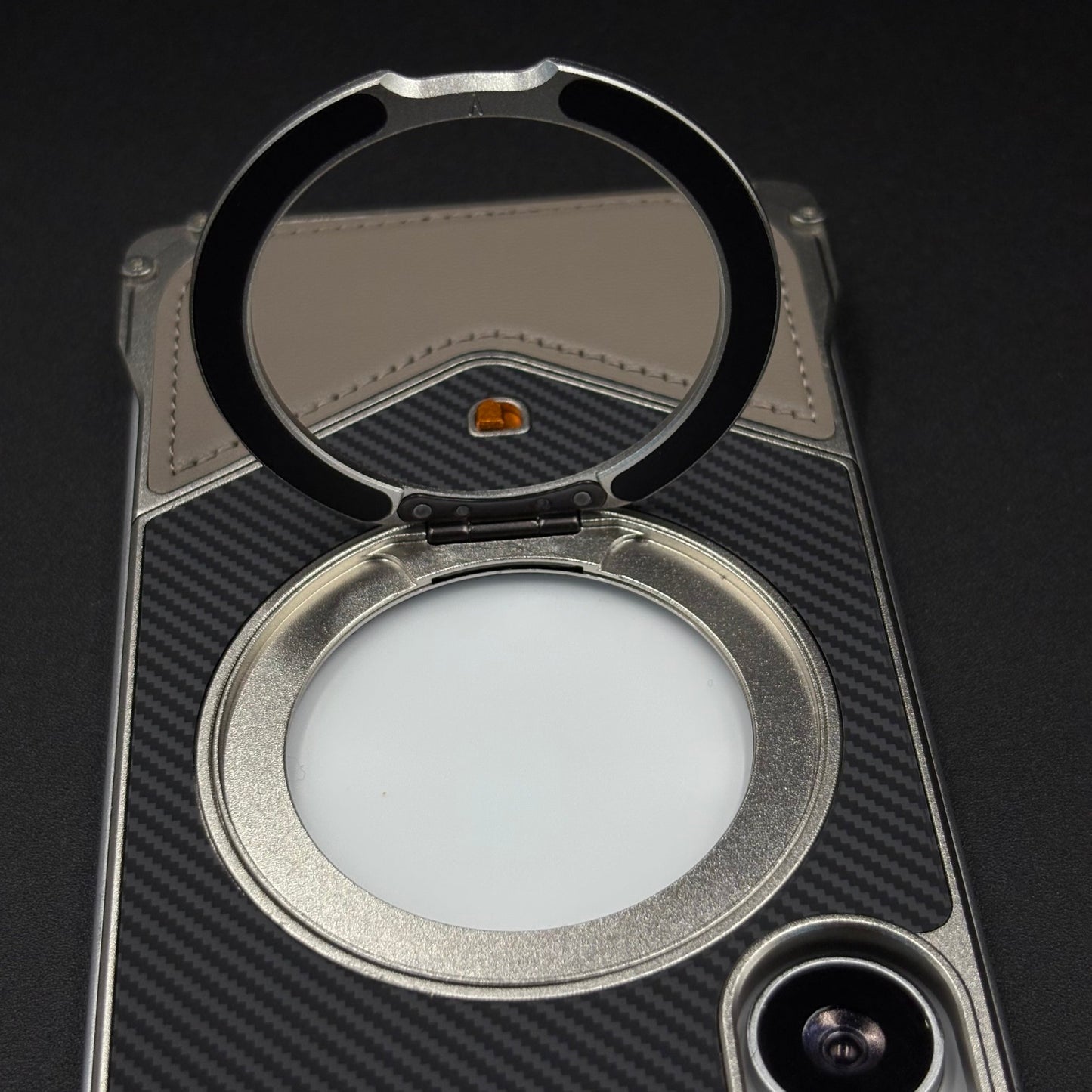 Frameless Carbon Fiber Bumper Case for Samsung Galaxy S24 Ultra | 360° Rotating Magsafe Stand | Rugged Magnetic Protection