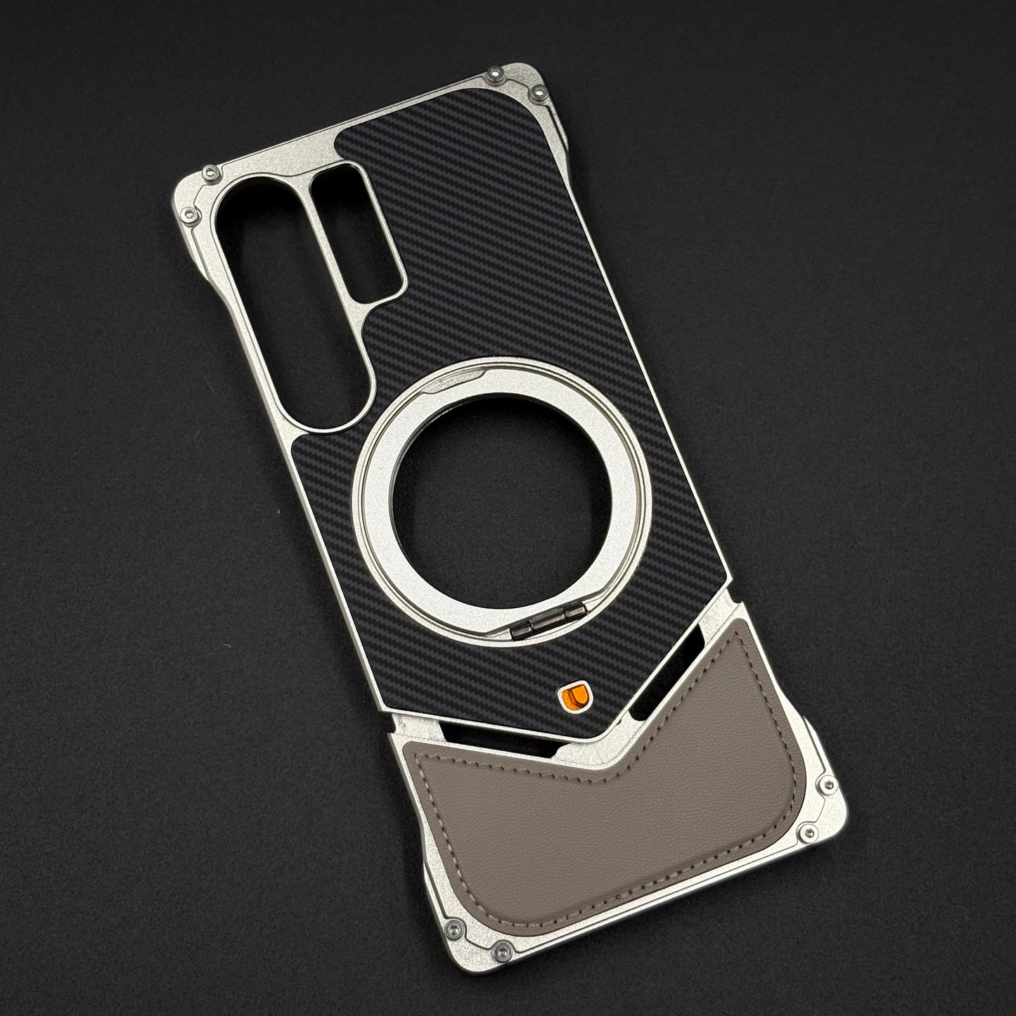 Frameless Carbon Fiber Bumper Case for Samsung Galaxy S24 Ultra | 360° Rotating Magsafe Stand | Rugged Magnetic Protection