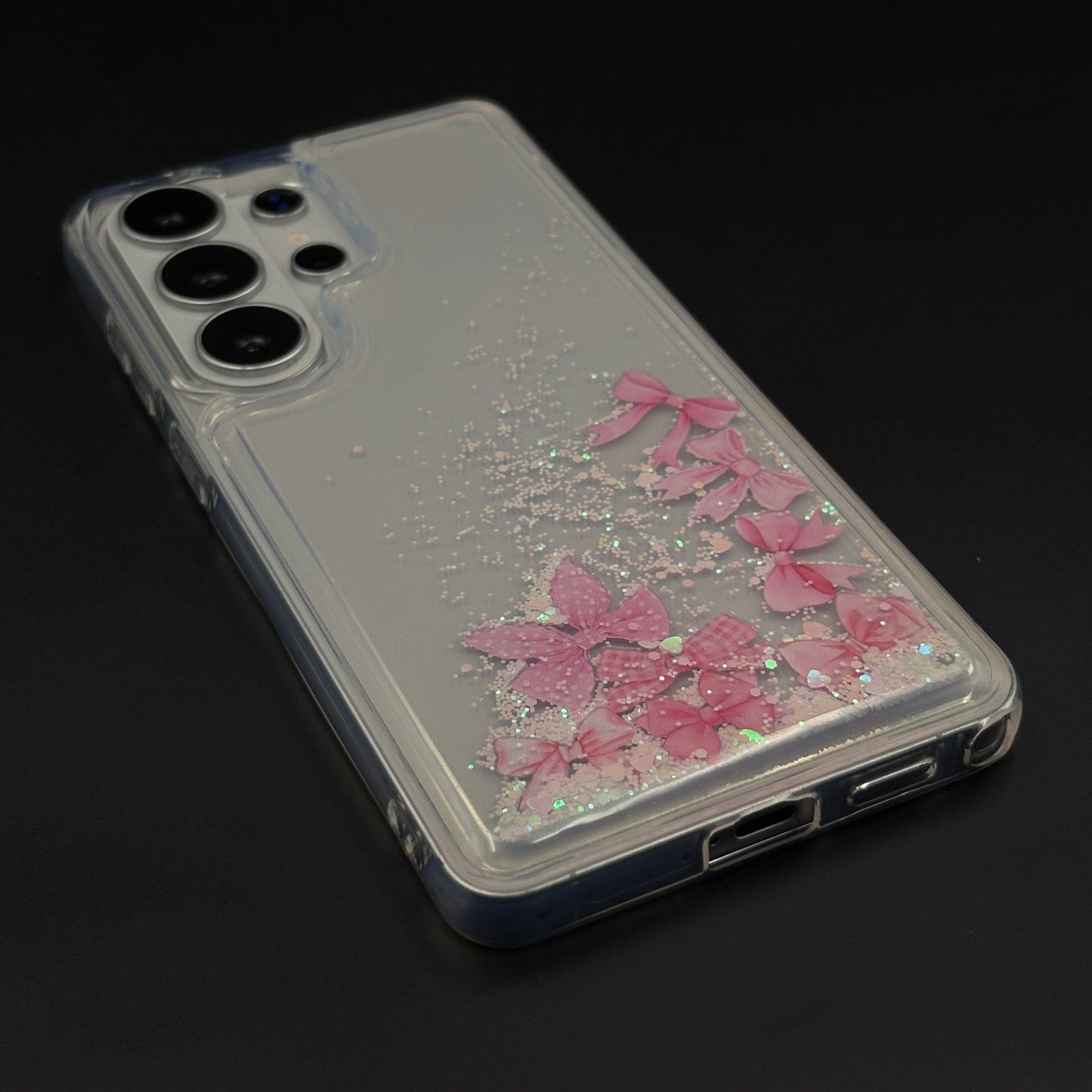 Floating Glitter Elegant Bow Mobile Case Cover for Samsung Galaxy S26 Ultra