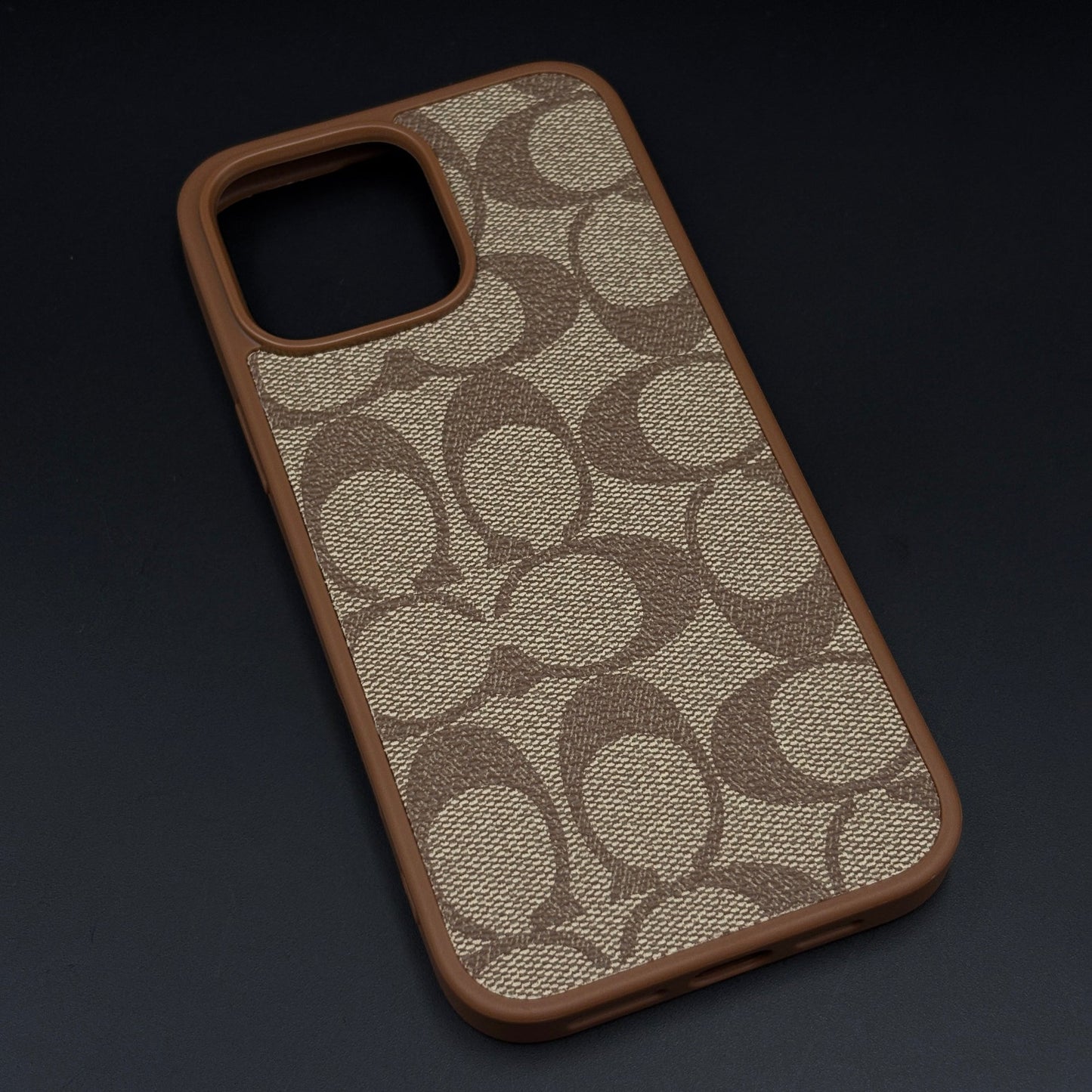 CC Pattern PU Leather Side Silicone Case for iPhone 16 Pro Max | Monogram Soft Touch Protection