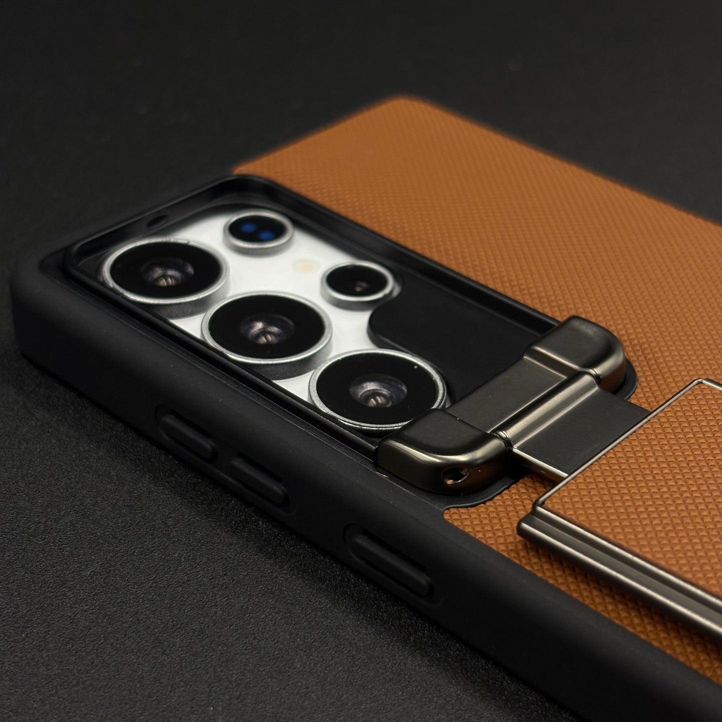 Dotted Leather Feel Case with Foldable Stand for Samsung Galaxy S23 Ultra | Premium Grip | Kickstand Style