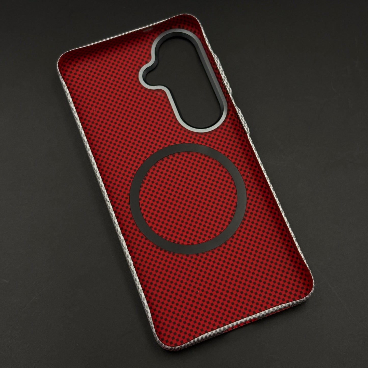 Frost Carbon Grid Dotted Hidden MagSafe Case Cover for Samsung Galaxy S26