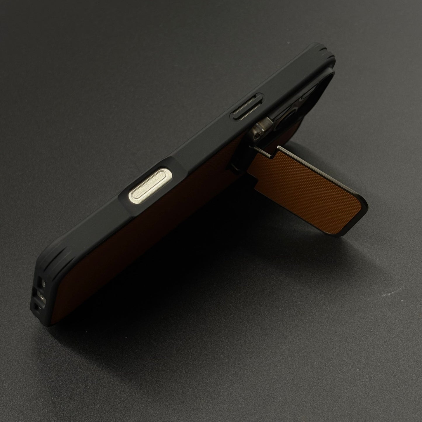 Dotted Leather Feel Case with Foldable Stand for iPhone Series | Premium Grip | Kickstand Style