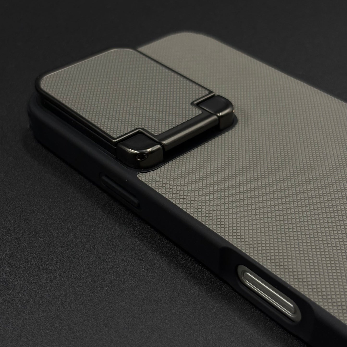 Dotted Leather Feel Case with Foldable Stand for iPhone Series | Premium Grip | Kickstand Style