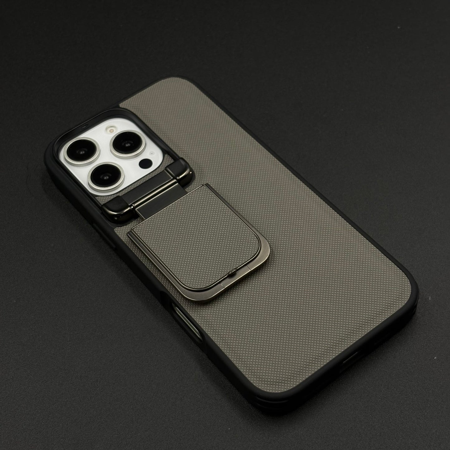 Dotted Leather Feel Case with Foldable Stand for iPhone Series | Premium Grip | Kickstand Style