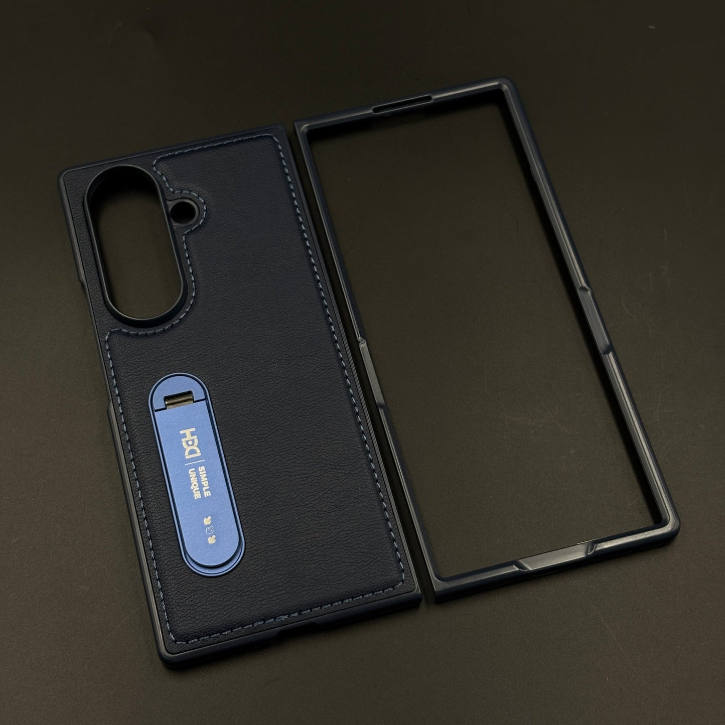 Stitch Leather Metal Kickstand Case for Samsung Galaxy Z Fold 7