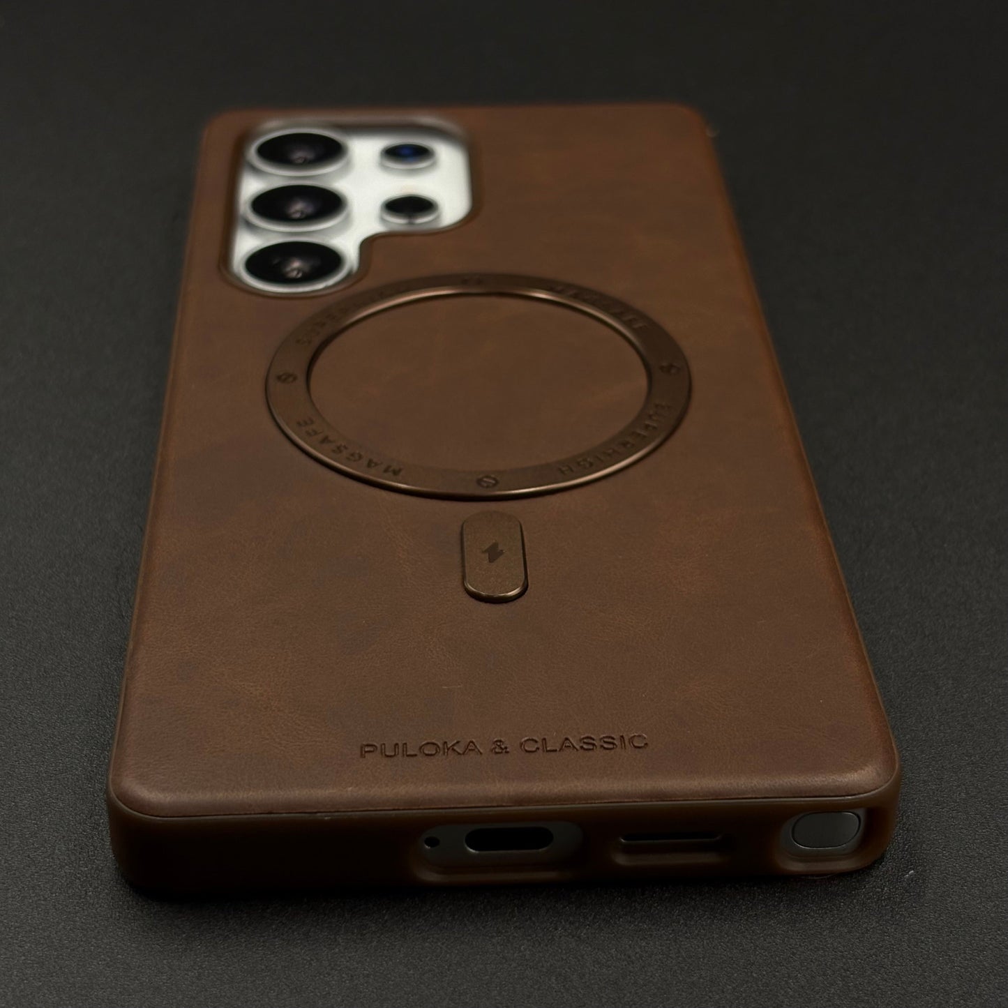 Luxury Leather MagSafe Case for Samsung Galaxy S25 Ultra | Premium Magnetic Charging Support