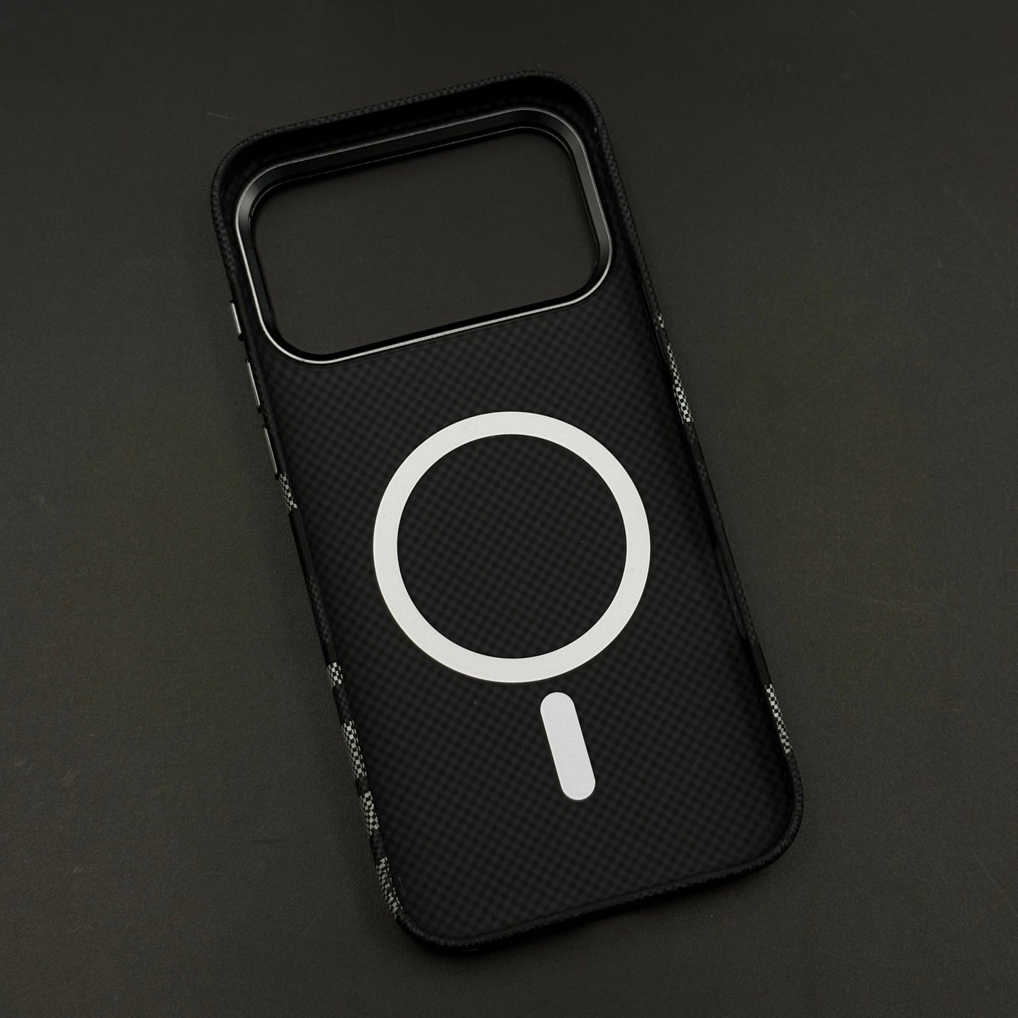 Pixel Camo Black Carbon Fibre Hidden MagSafe Case with Camera Kickstand for iPhone 17 Series