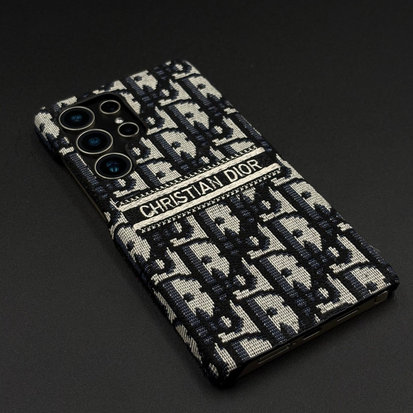 Embroidered Designer Fabric CD Case for Samsung Galaxy S24 Ultra | Sophisticated Slim Cover