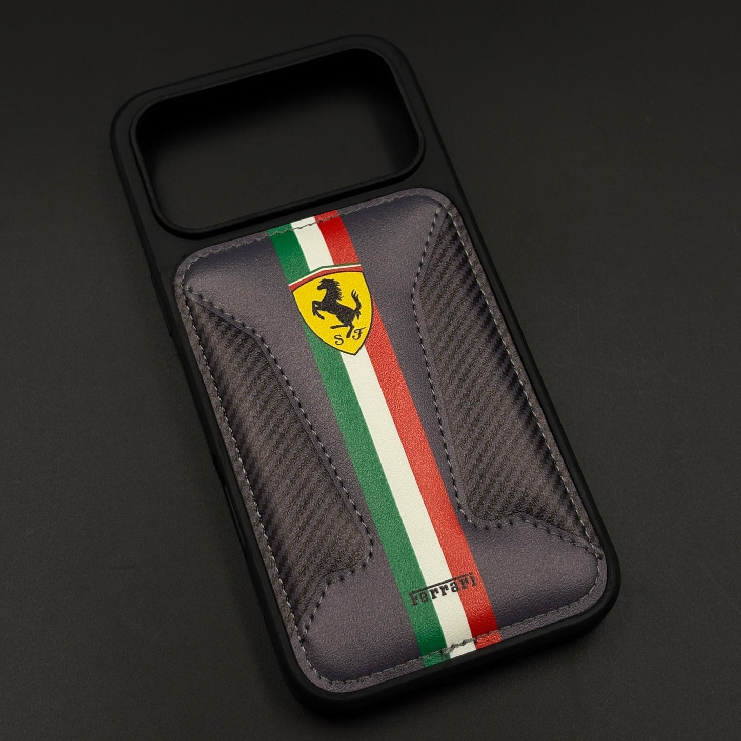 Motorsport Racing Inspired FR Stripe Stitched Leather Case for iPhone 17 Series