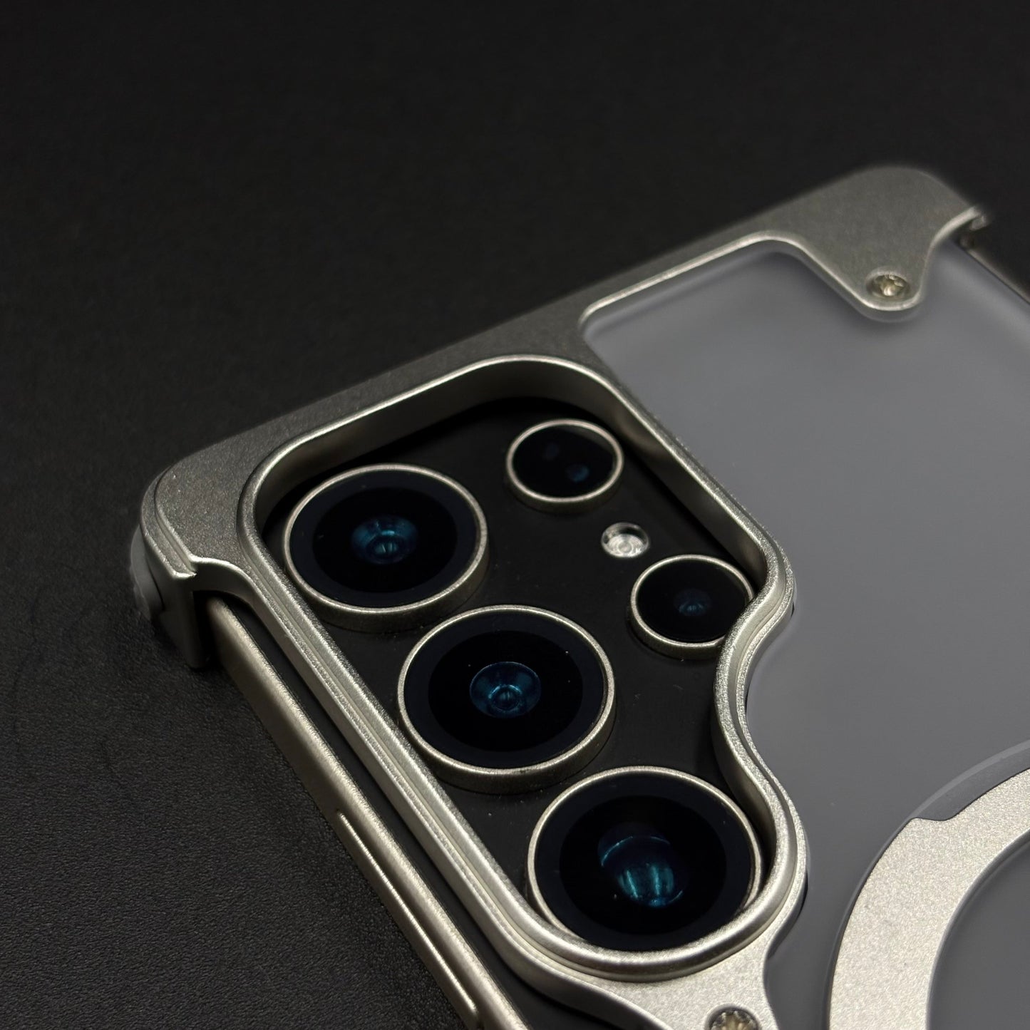 Smokey Matte Metal Frame Case for Samsung Galaxy S25 Ultra | MagSafe Ring Stand | Translucent Back