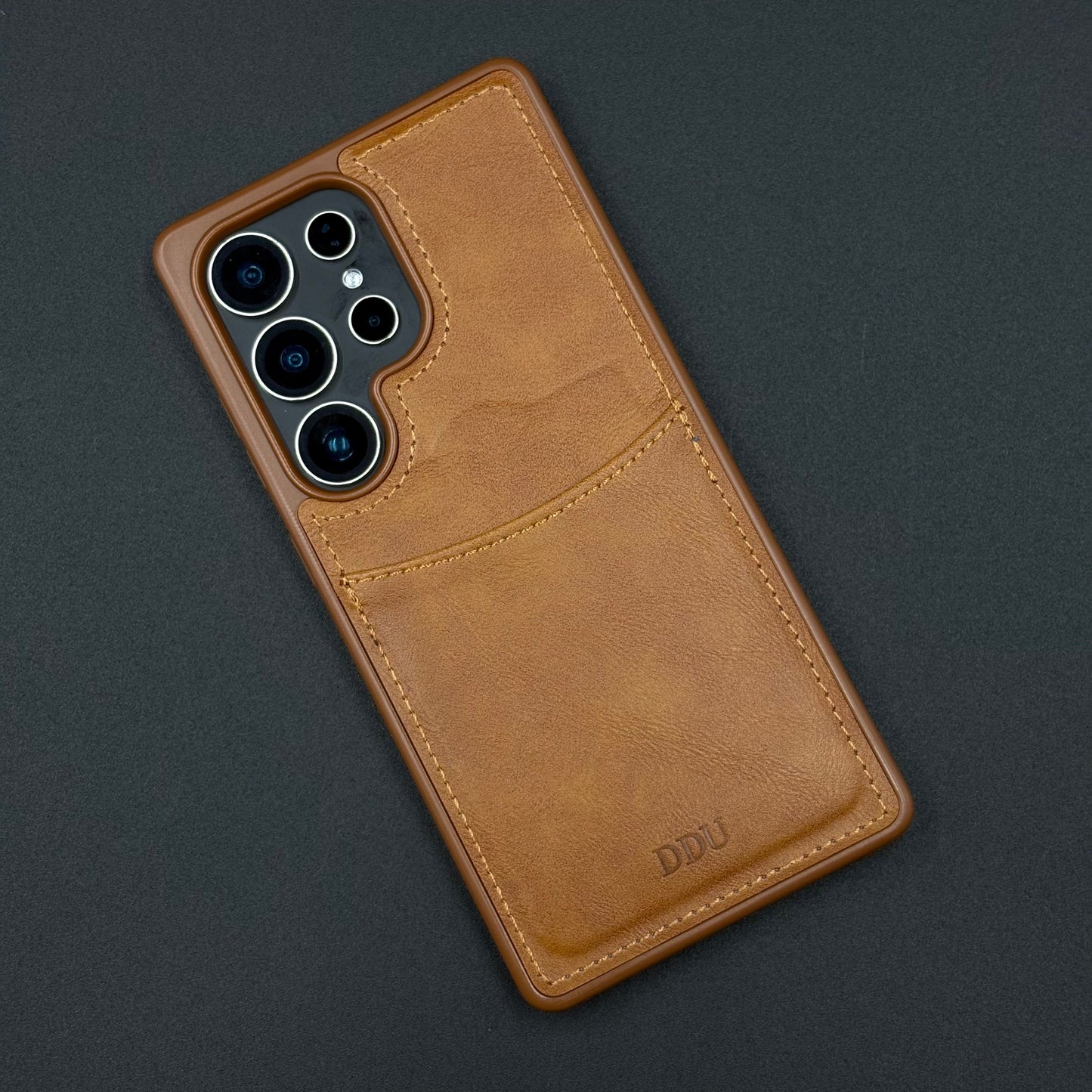 Premium PU Leather Stitch Phone Case for Samsung Galaxy S24 Ultra | Slim Fit with a Wallet/Card Holder