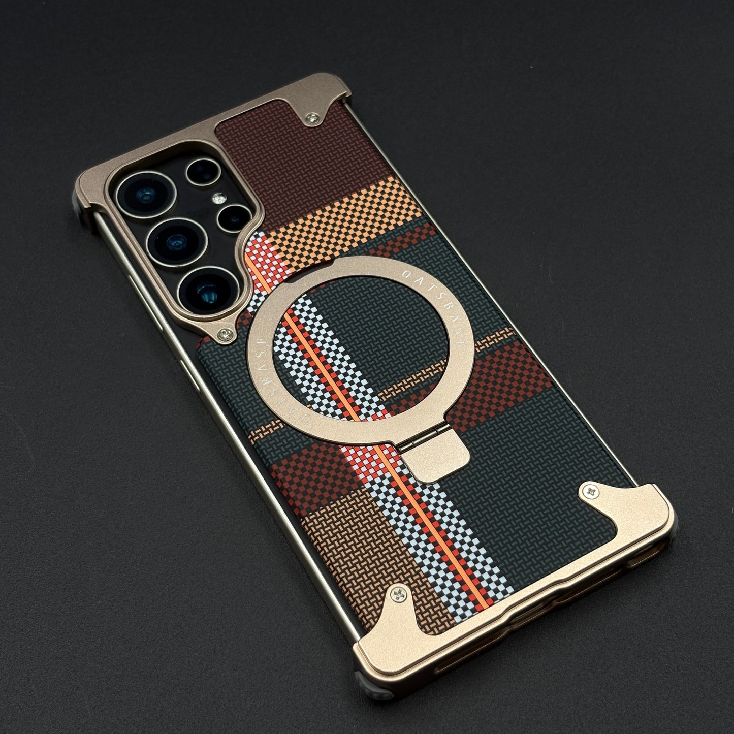 Kevlar Metal Frame Case for Samsung Galaxy S25 Ultra | MagSafe Compatible with Phone Stand | Rugged Style Protection