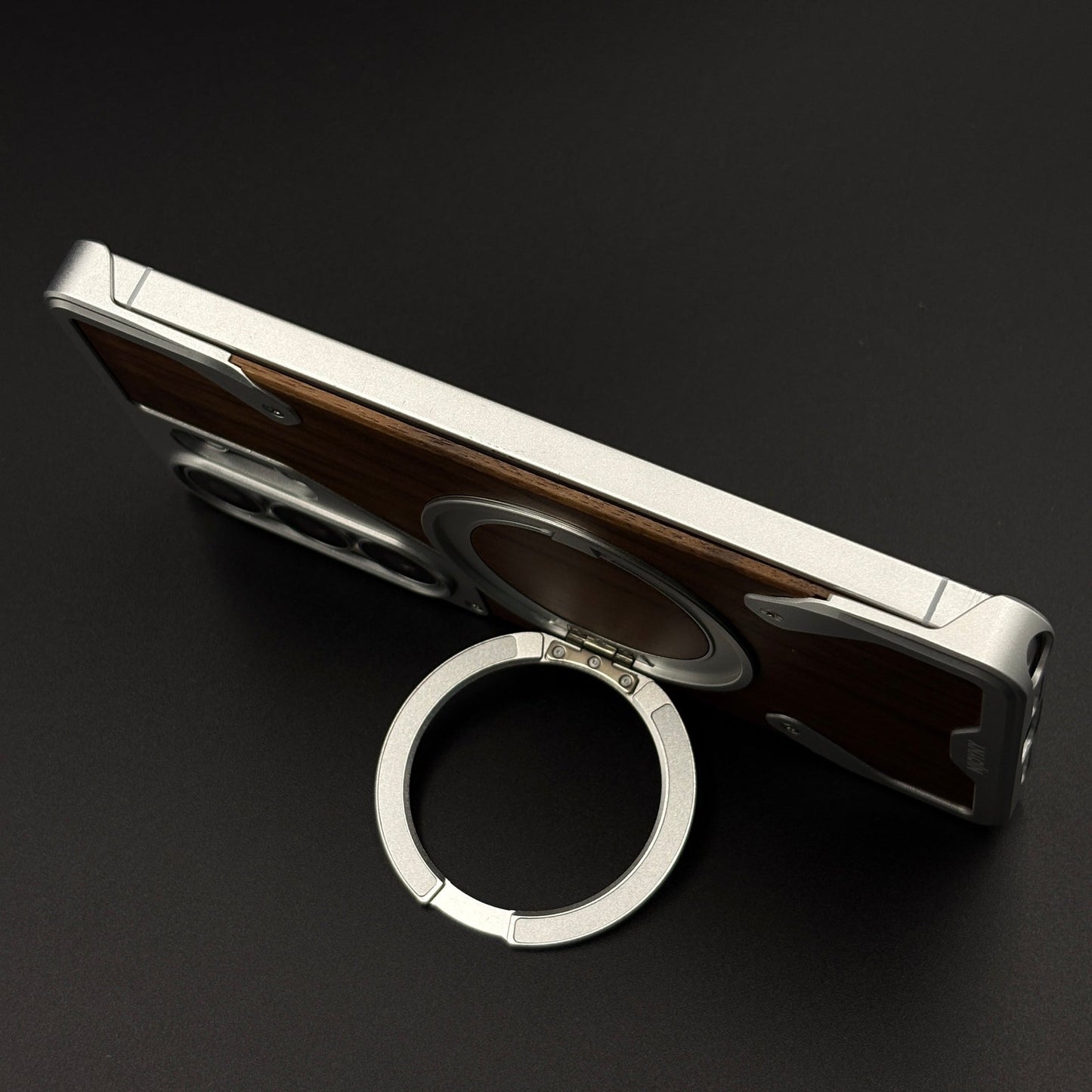 Wood Grain Metal Ring Stand Mobile Case Cover for Samsung Galaxy S26 Ultra