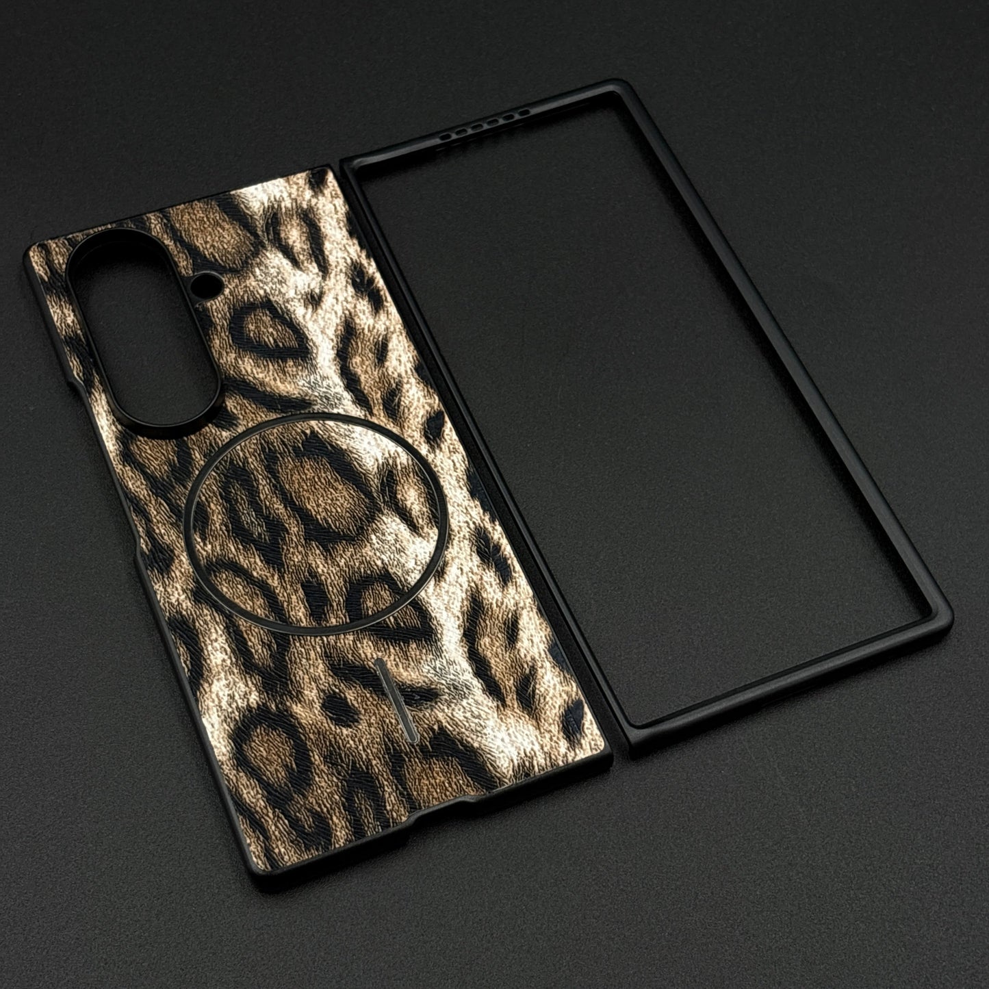 Leopard Print PU Leather Case for Samsung Galaxy Z Fold 7 | MagSafe Compatible | Bold Feel | Stylish Protection