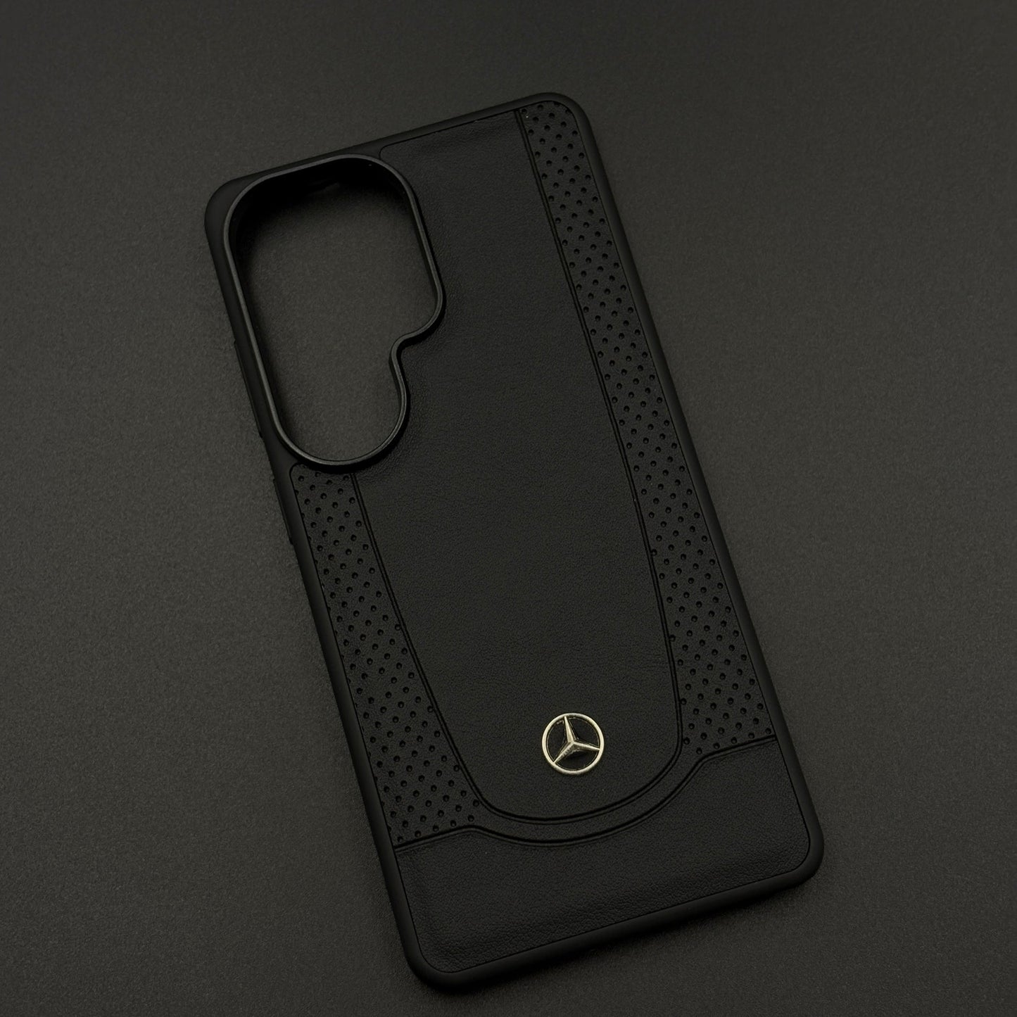 Black Perf Line Luxury Sports Car Merc Case for Samsung Galaxy S26 Ultra with Perforated Detail