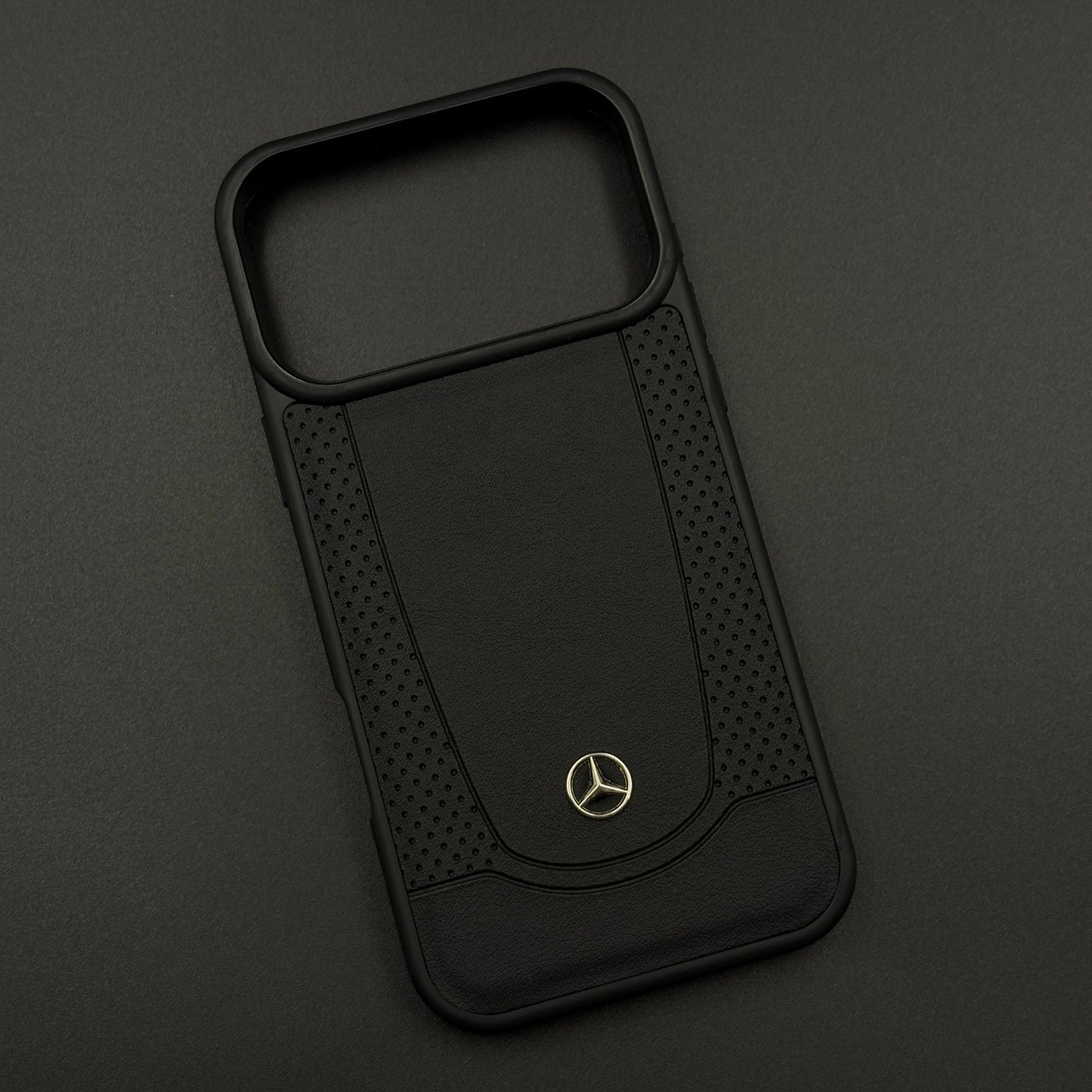 Black Perf Line Luxury Sports Car Merc Case for iPhone 17 Series with Perforated Detail