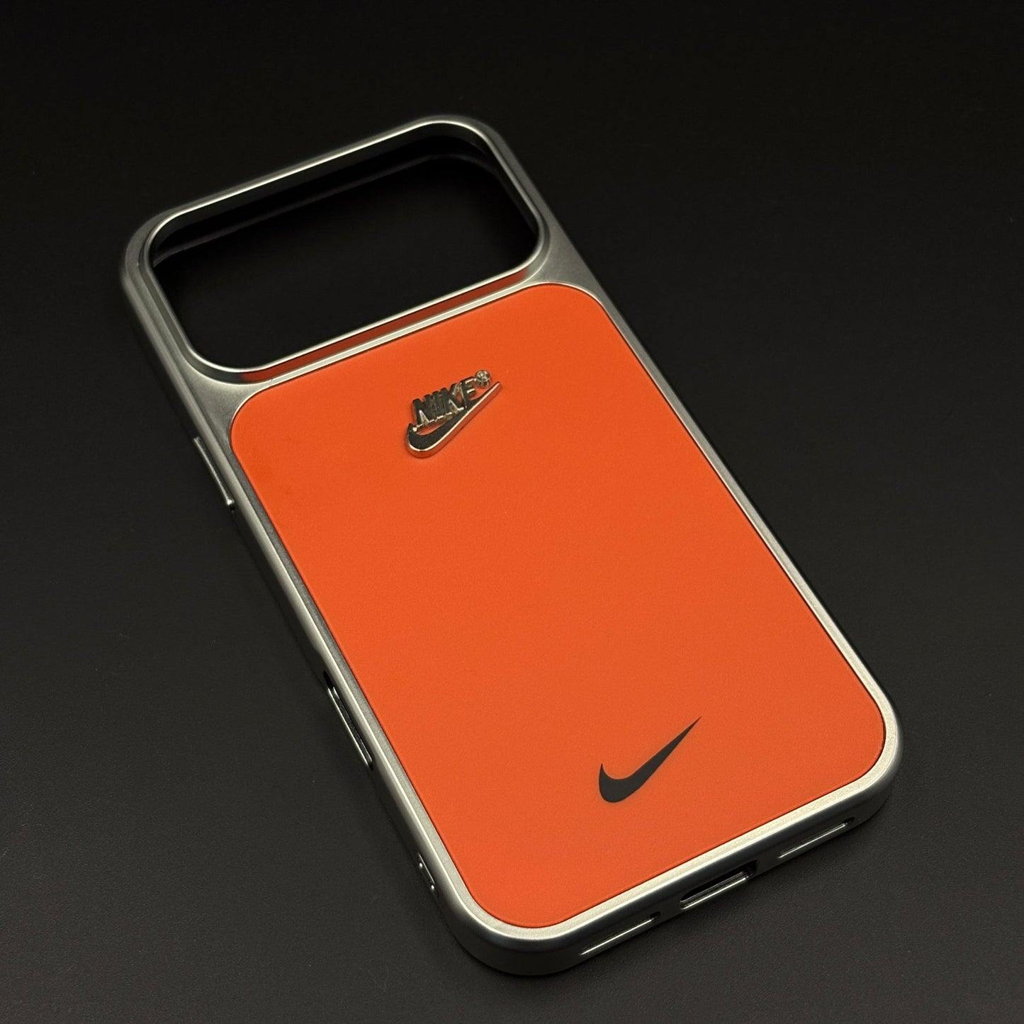 Premium Sports Edition Shockproof Mobile Case Cover for iPhone 17 Series | Athletic Orange Metal Frame Cover | Embossed Logo