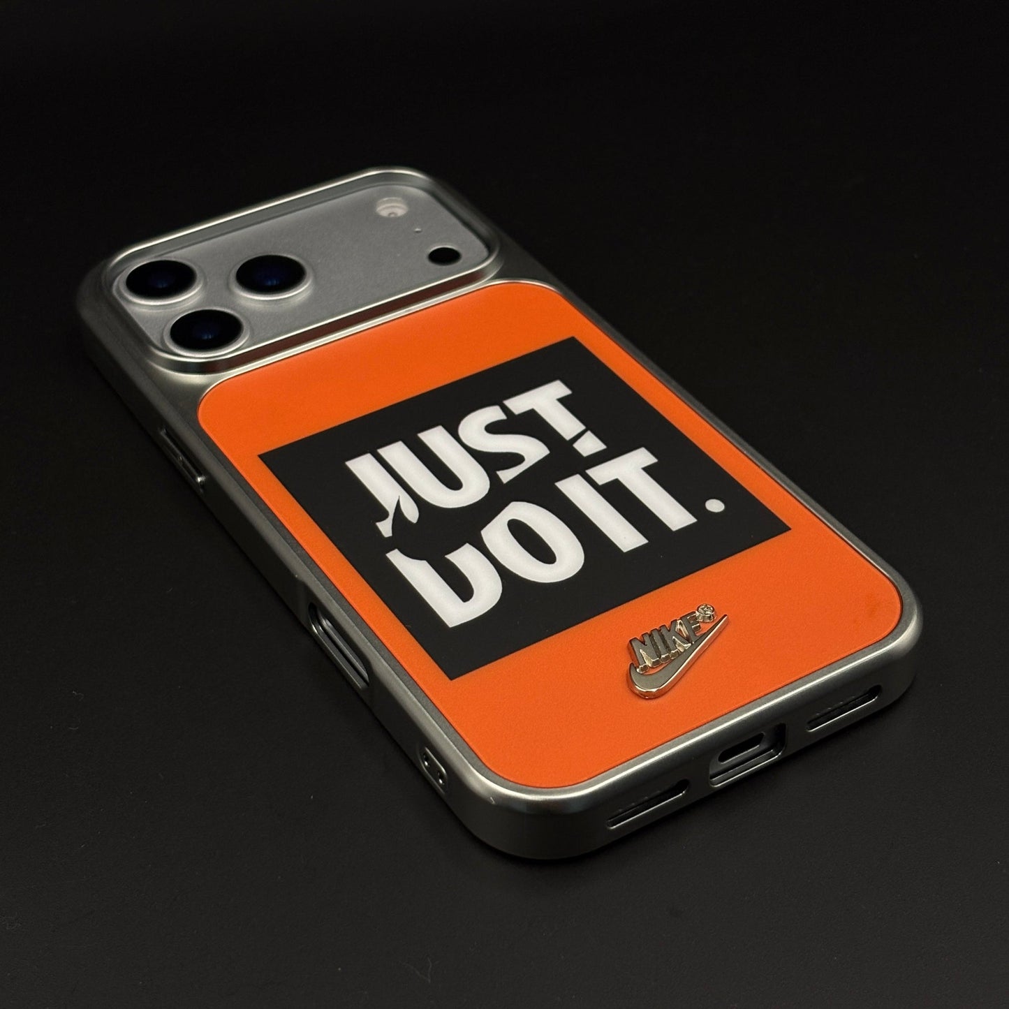 Sports Edition “Just Do It” Mobile Case Cover for iPhone 17 Series | Aluminium Frame Athletic Cover | Embossed Logo