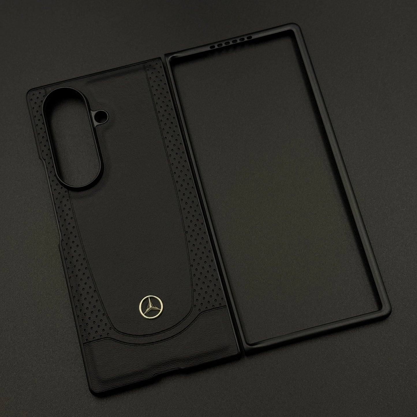 Black Perf Line Luxury Sports Car Merc Case for Samsung Galaxy Z Fold 7 with Perforated Detail