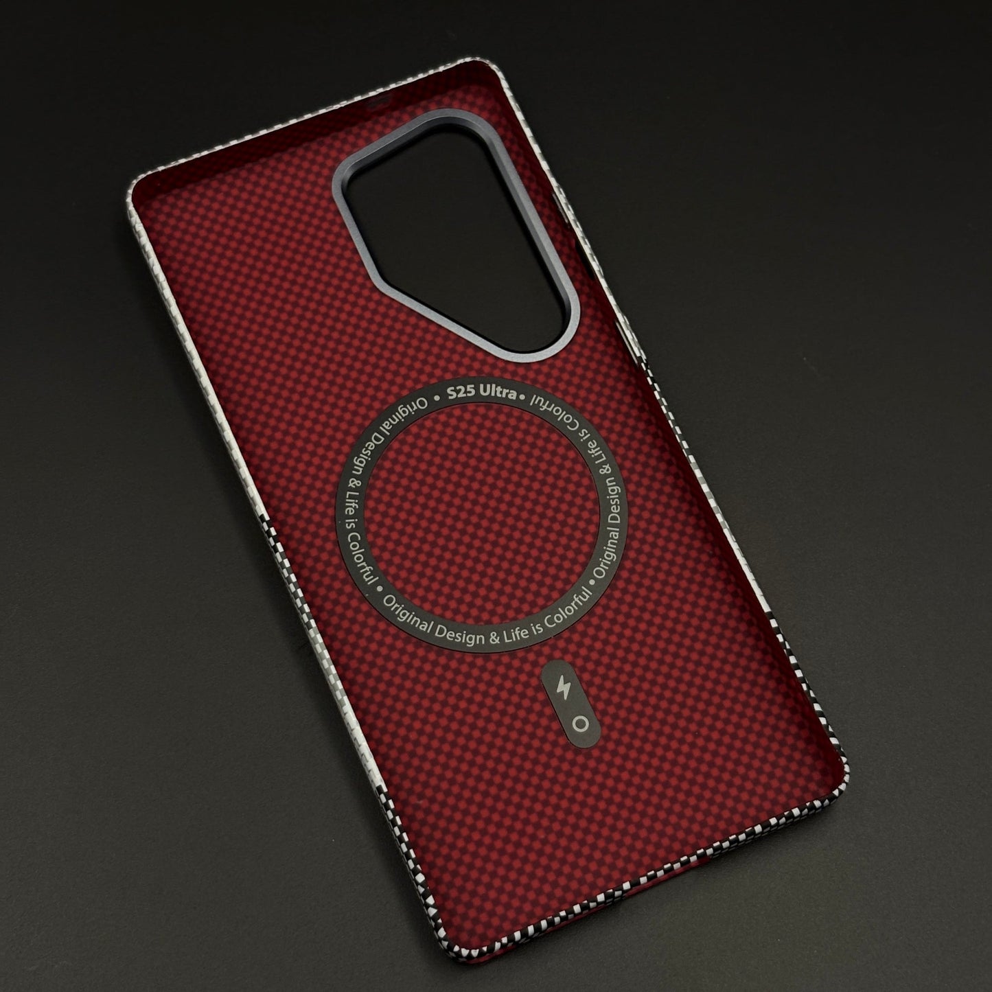 Aramid Texture Case Monochrome Stripe for Samsung Galaxy S25 Ultra Carbon Fibre Feel | Hidden MagSafe | Ultra Slim Fit