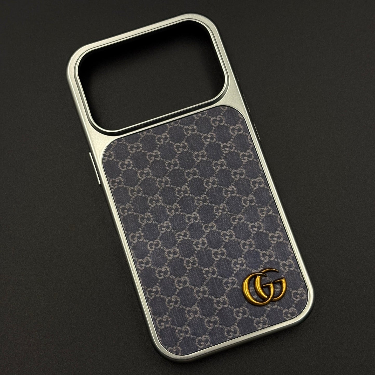 Faded Denim Style GG Monogram Luxe Case for iPhone 17 Series