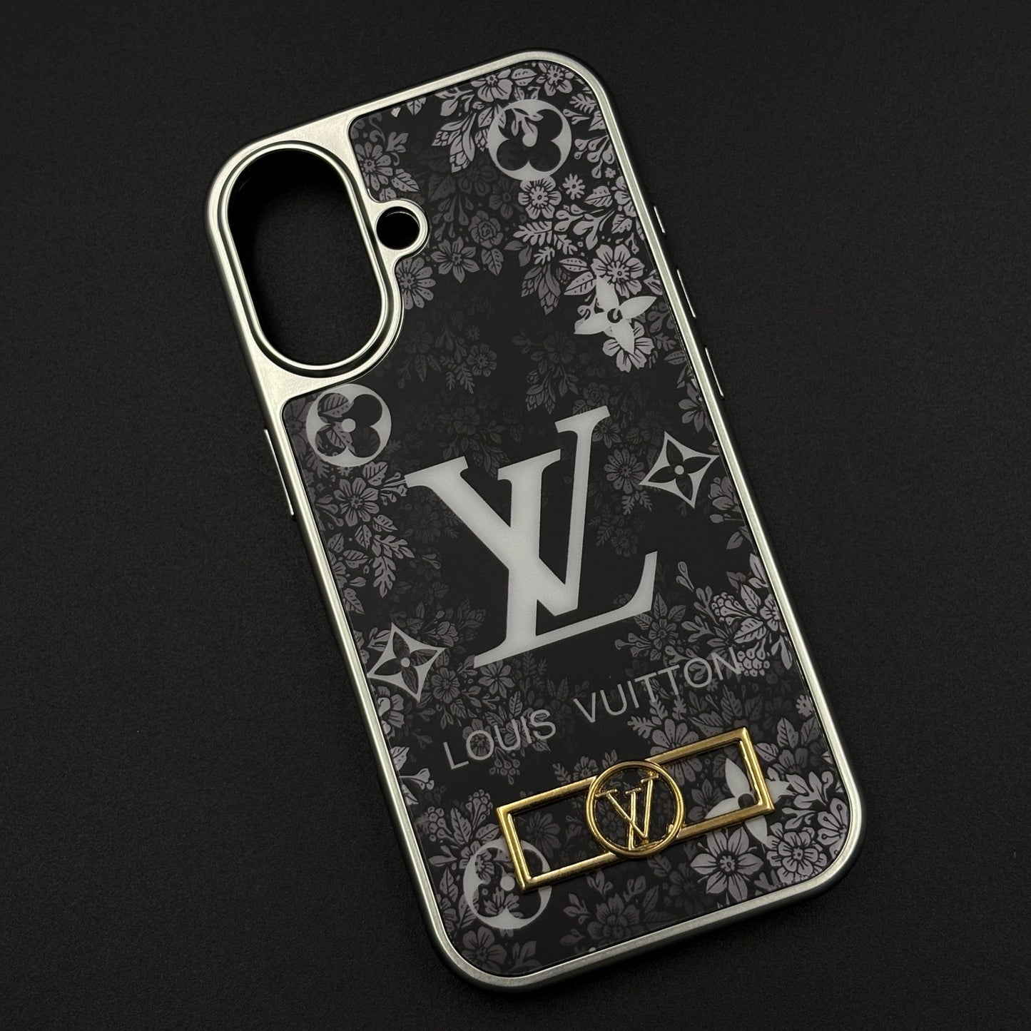 Luxury Floral Monogram Noir Designer Case for iPhone 17