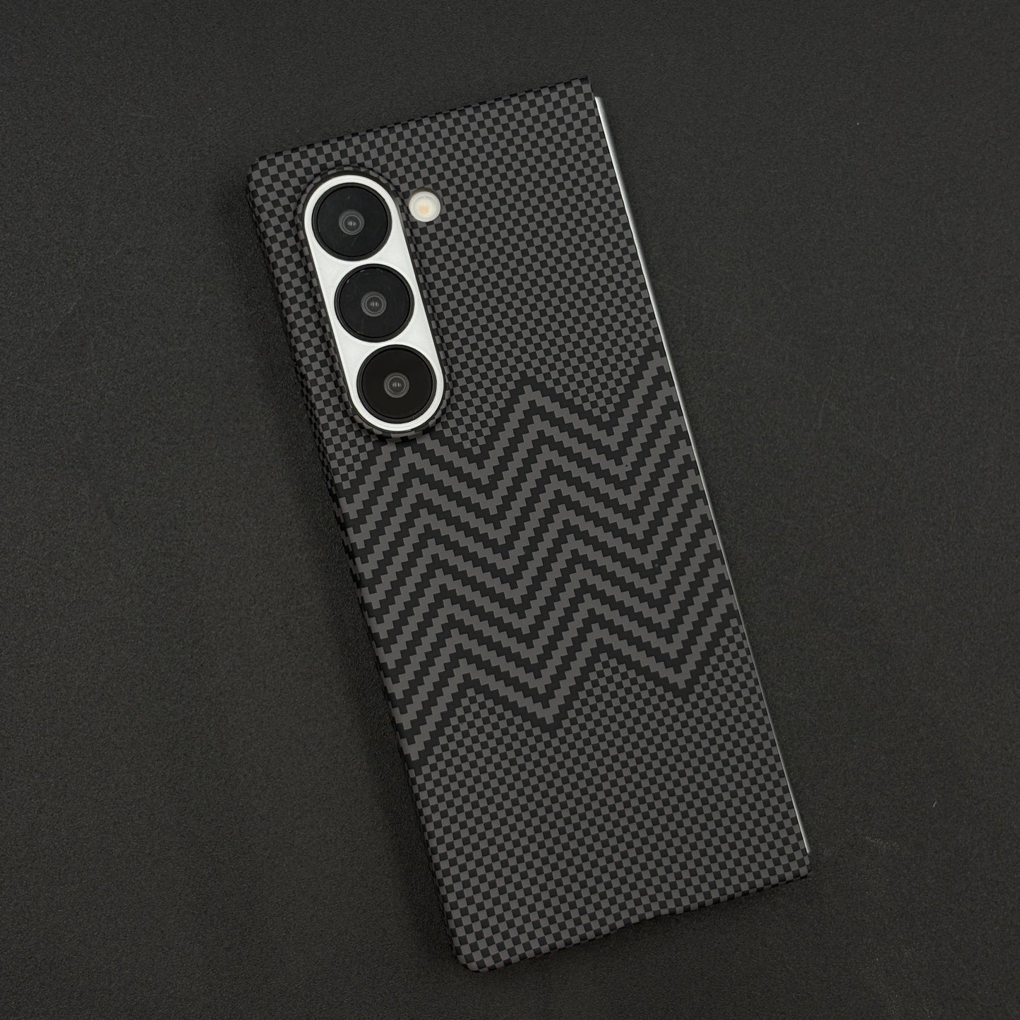 Aramid Texture Case Dual Tone Black for Samsung Galaxy Z Fold 6 Carbon Fibre Feel | Hidden MagSafe | Ultra Slim Fit