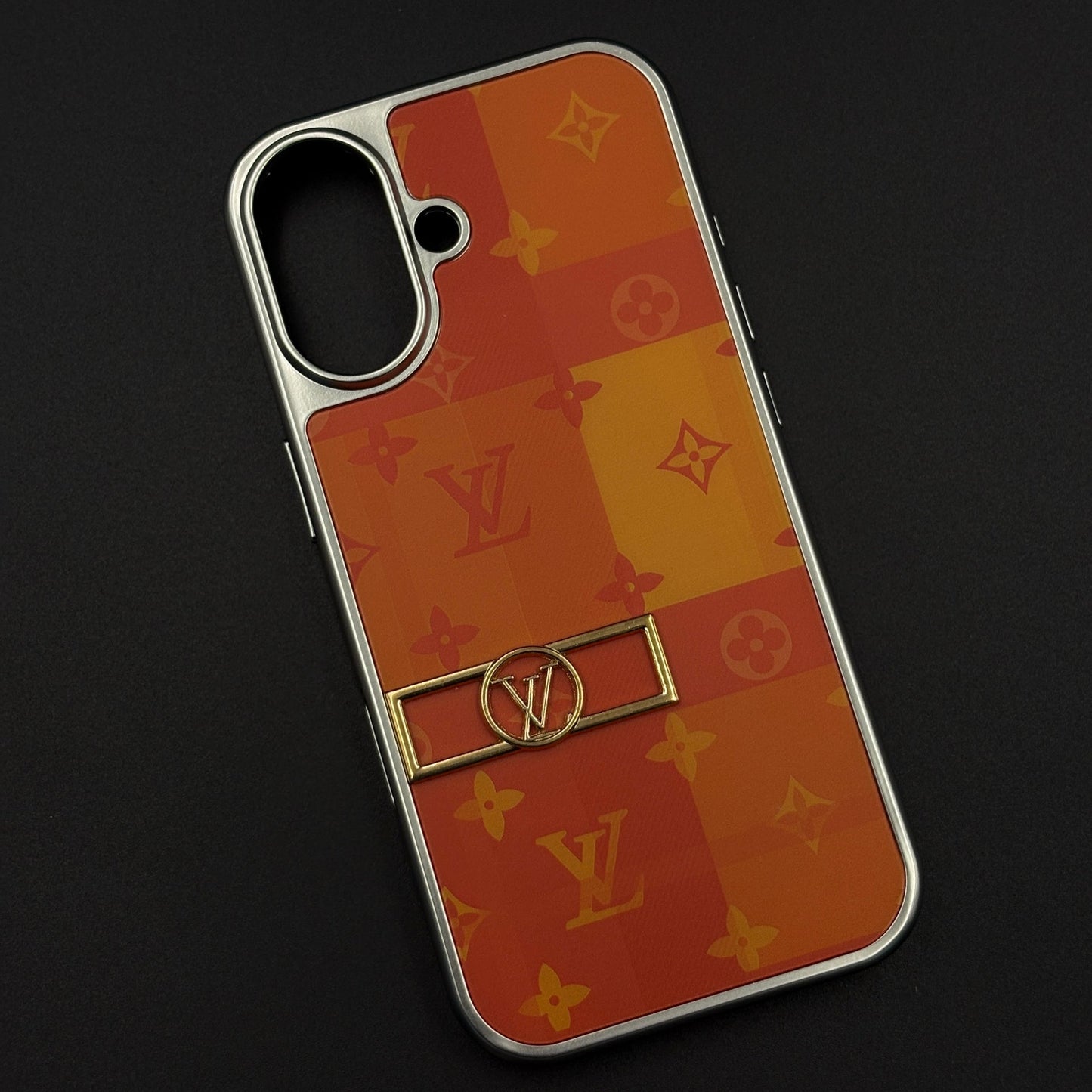 Luxury Fashion Brand Orange Monogram Pop Case for iPhone 17 with Bold Designer Accent