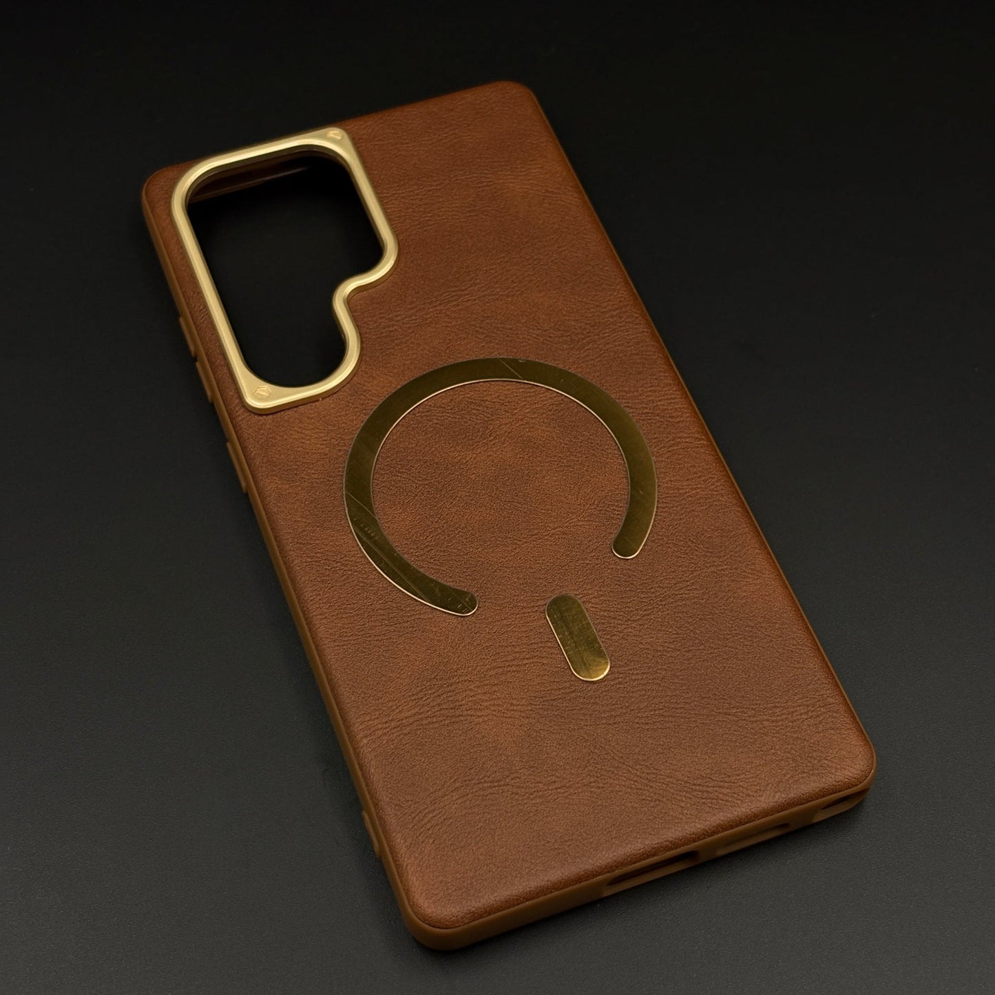 Leather MagSafe Mobile Case Cover for Samsung Galaxy S25 Ultra | Slim Protective Back