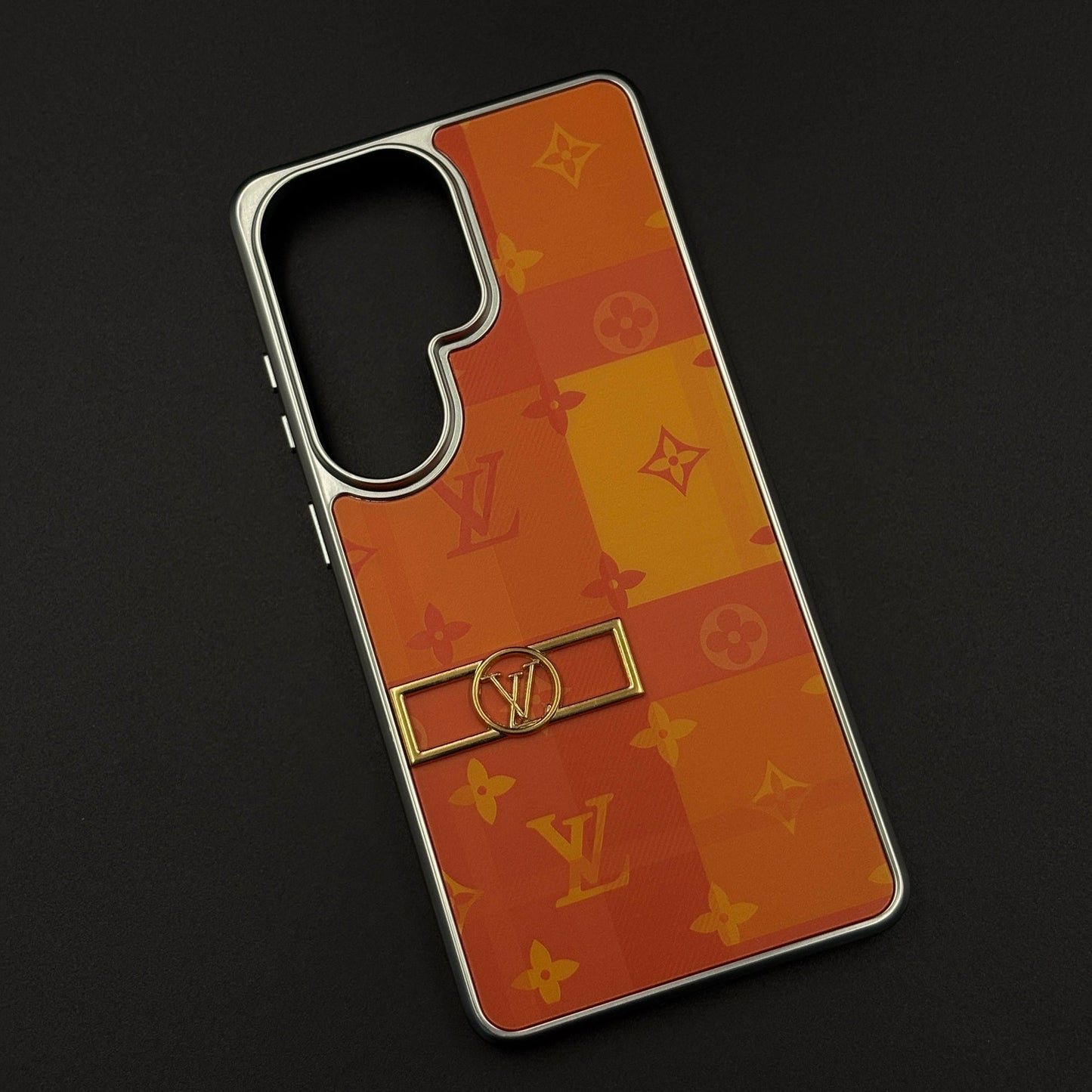 Luxury Fashion Brand Orange Monogram Pop Case for Samsung Galaxy S26 Ultra with Bold Designer Accent