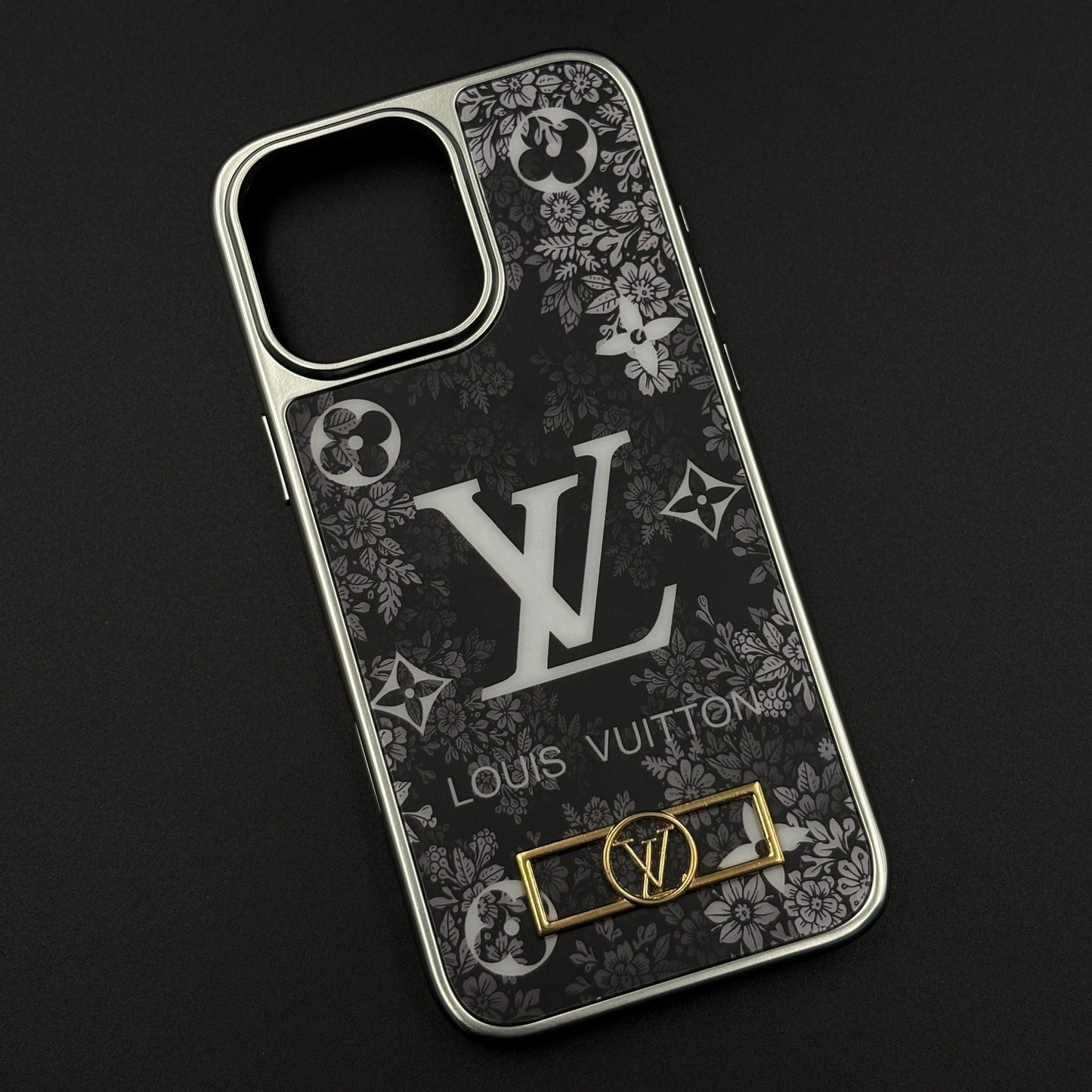 Luxury Floral Monogram Noir Designer Case for iPhone 16 Pro Max