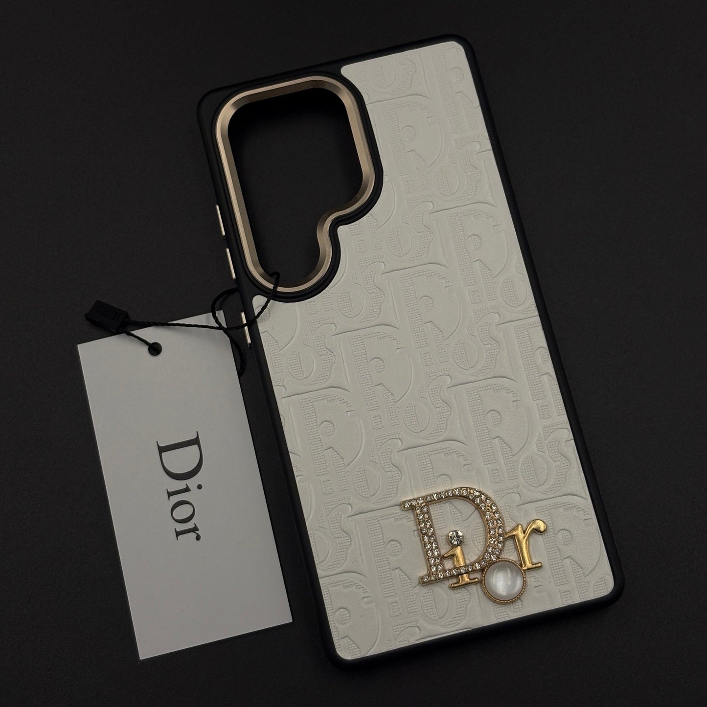 CD Embossed Jeweled Style Emblem Case for Samsung Galaxy S25 Ultra with Premium Textured Finish
