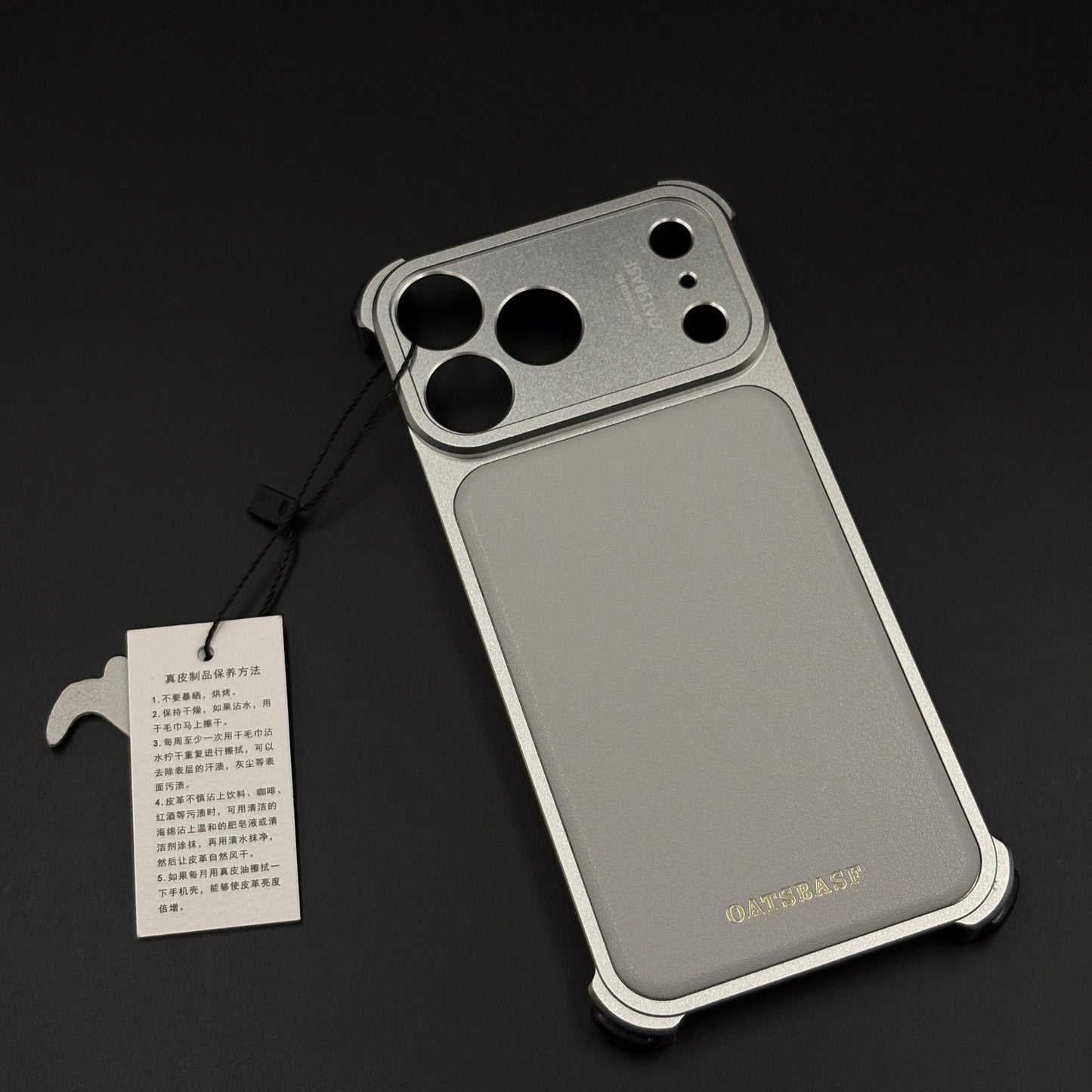 Full Metal Frame Leather Back Mobile Case Cover for iPhone 17 Series