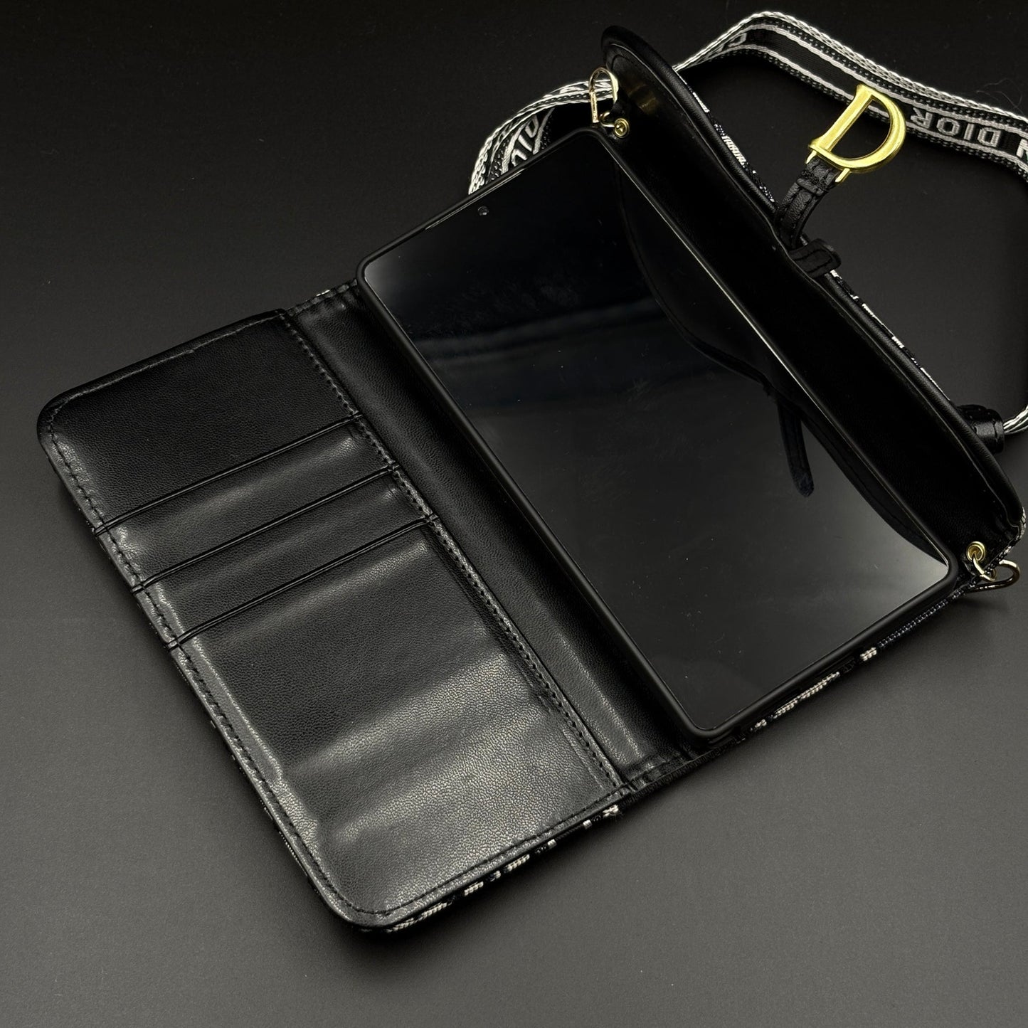 Luxury Embroidery CD Cardholder Case with Crossbody Sling for Samsung Galaxy S25 Ultra