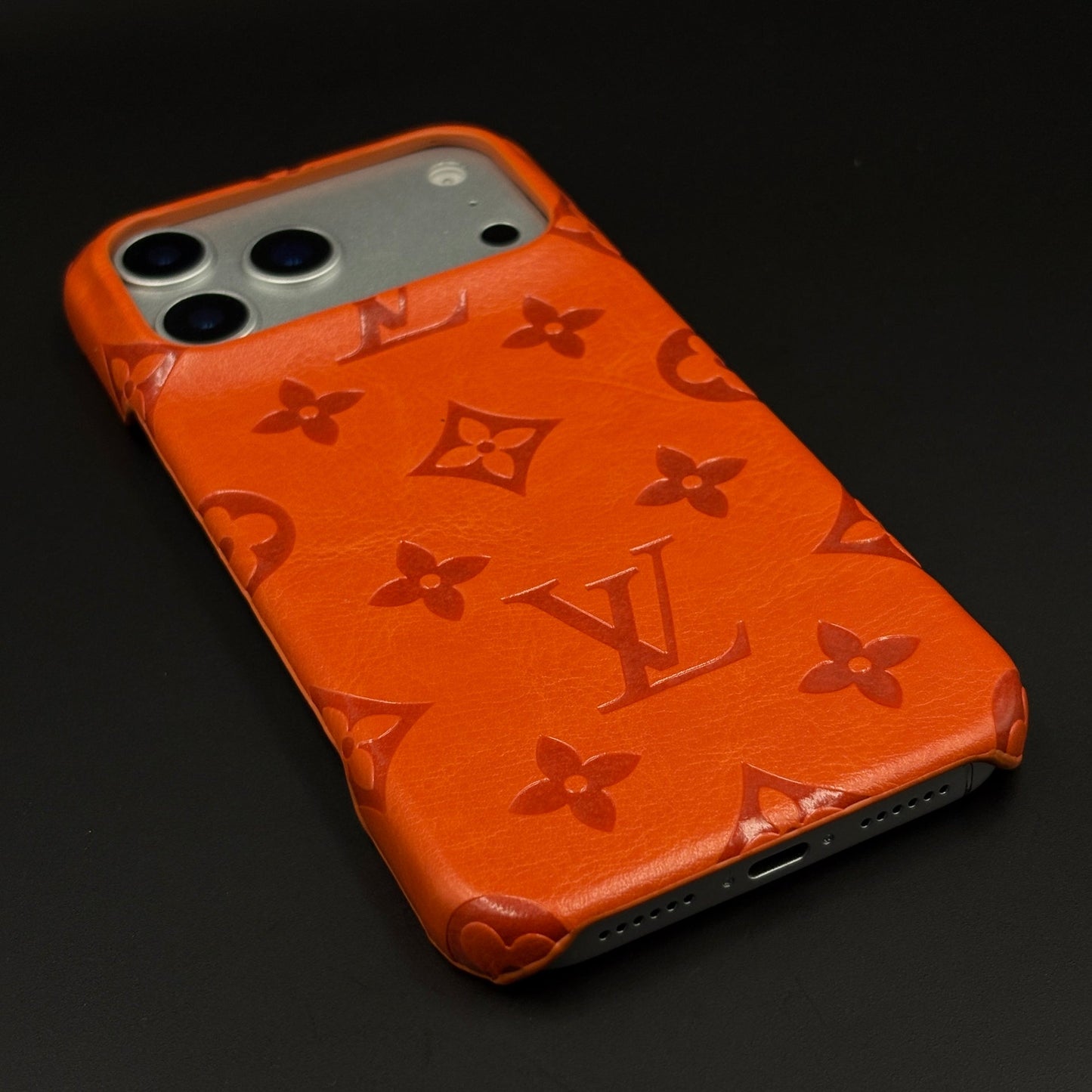 Luxury Branded Monogram Orange Mobile Case Cover for iPhone 17 Series | Embossed Logo | Designer inspired