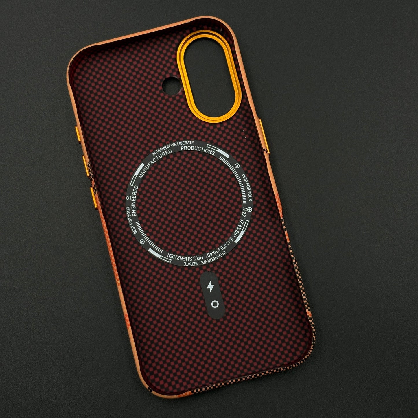 Sunset Mountain Trail Carbon Fiber Textured Hidden MagSafe Case for iPhone 17