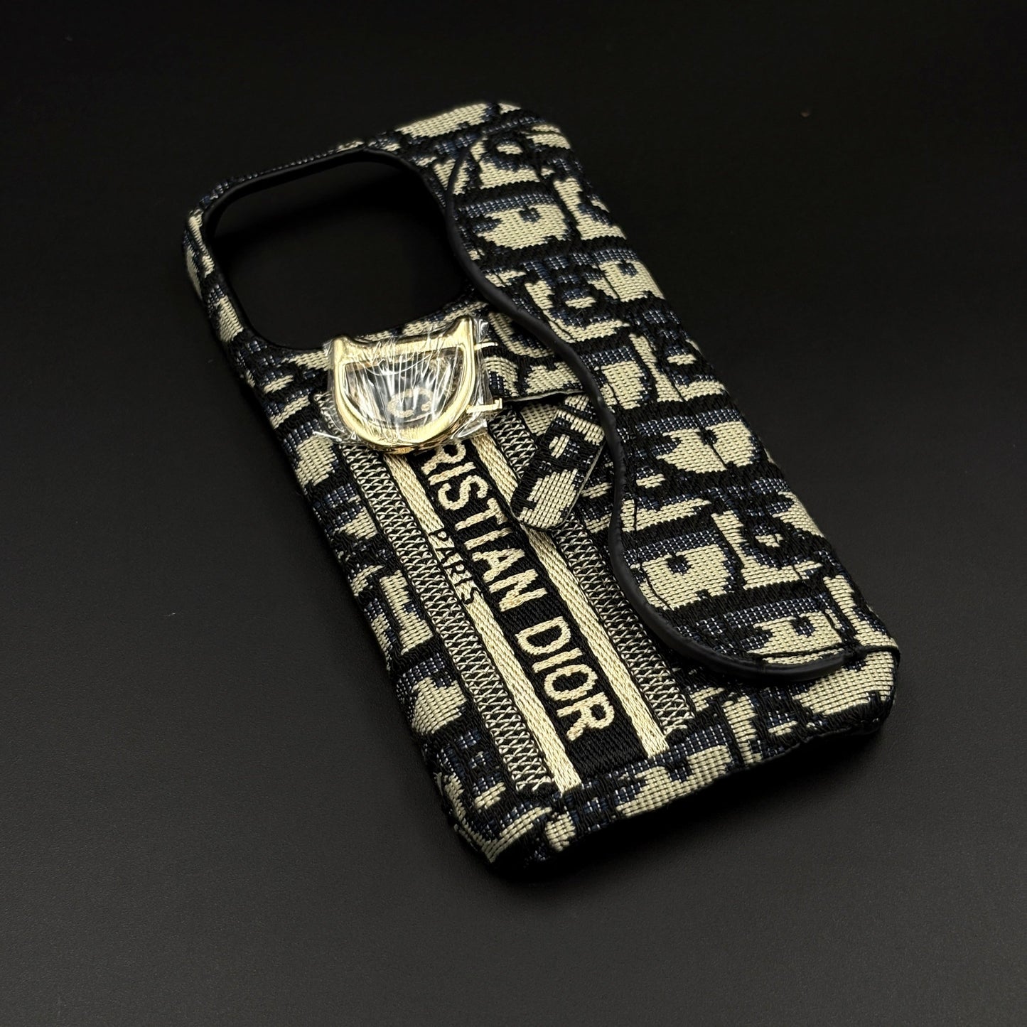 CD Embroidered Card Slot Case for iPhone 16 Series | Elegant Brand Detail | Wallet Holder Edition