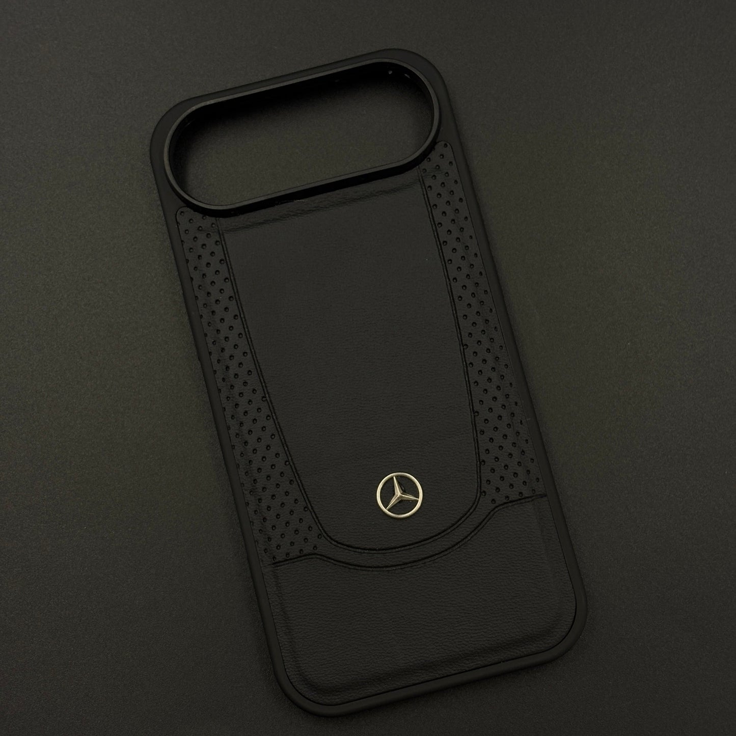 Black Perf Line Luxury Sports Car Merc Case for iPhone 17 Air with Perforated Detail