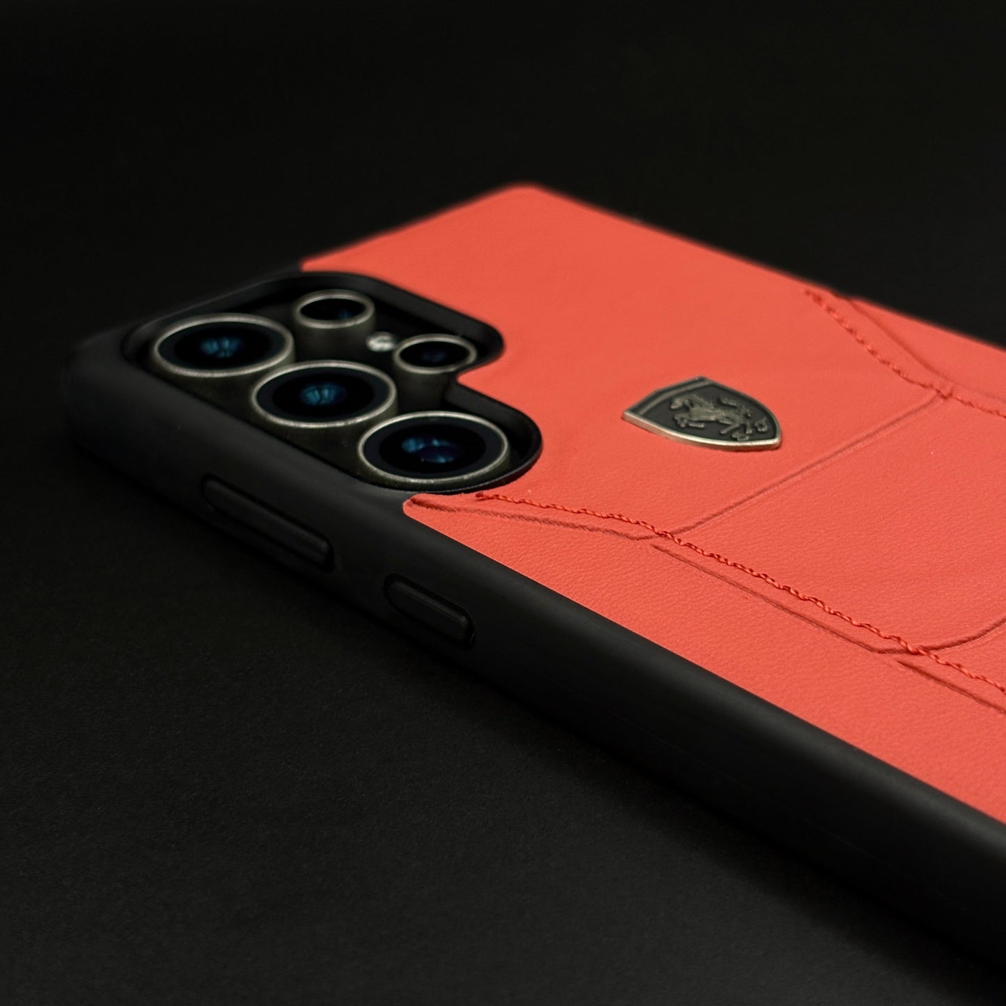 Luxury FR Stitched Red Leather Case for Samsung Galaxy S24 Ultra | Premium Slim Protective Cover
