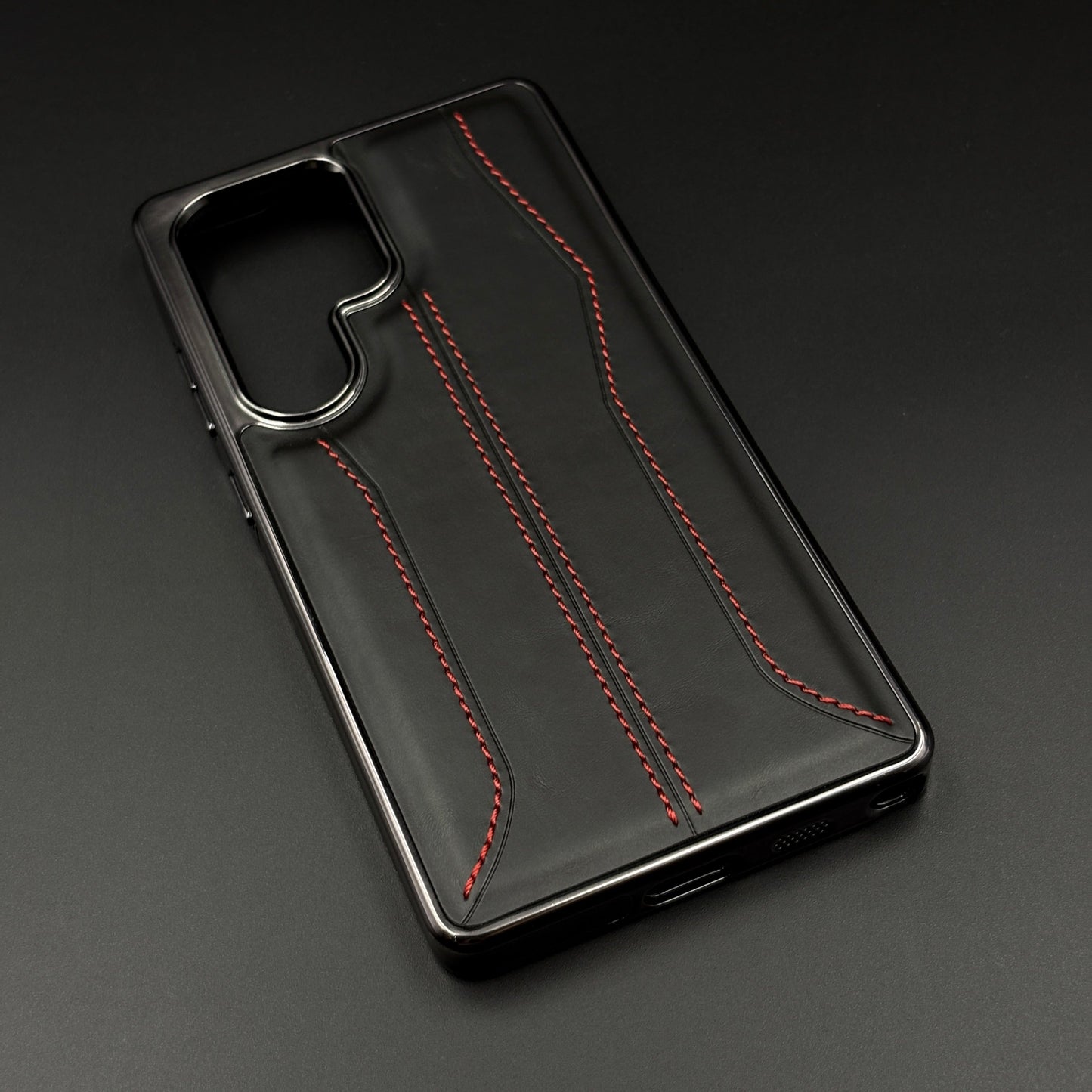 Samsung Galaxy S25 Ultra Stitched Leather Chrome Case
