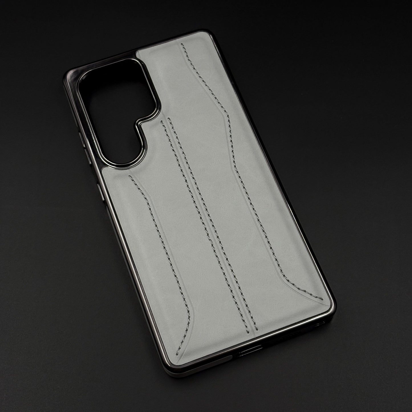 Samsung Galaxy S25 Ultra Stitched Leather Chrome Case