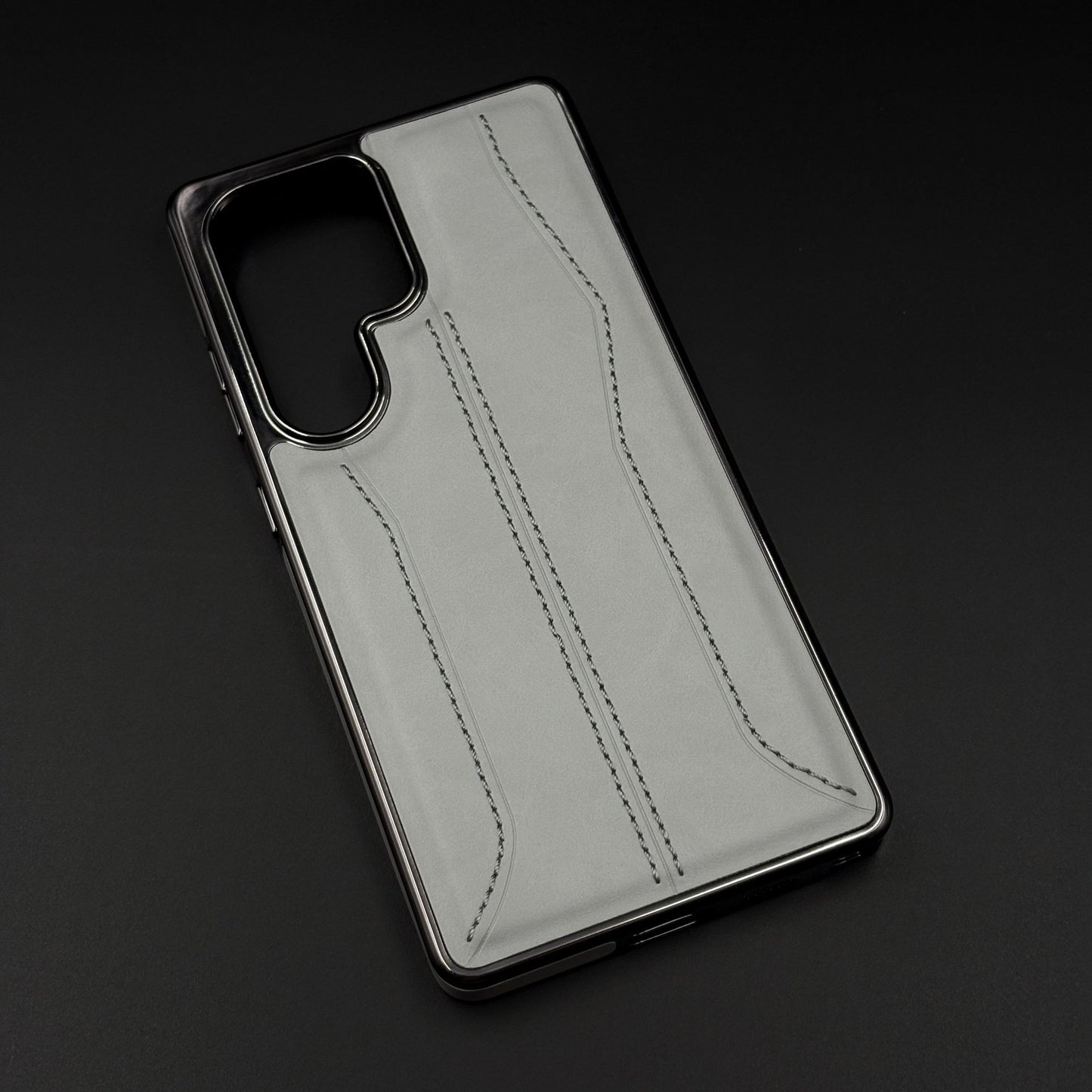 Samsung Galaxy S25 Ultra Stitched Leather Chrome Case