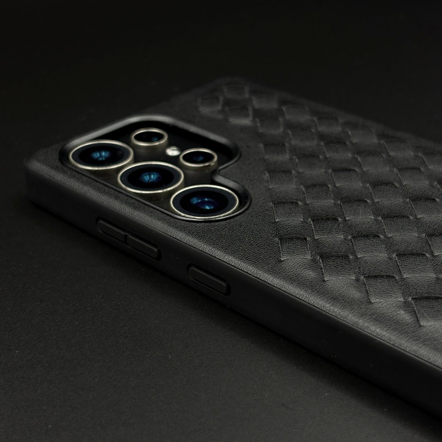 Leather Grid Pattern Kickstand Case for Samsung Galaxy S25 Ultra | Slim Shockproof Protective Cover