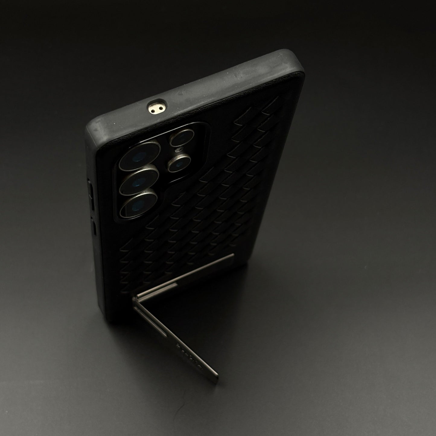Leather Grid Pattern Kickstand Case for Samsung Galaxy S25 Ultra | Slim Shockproof Protective Cover