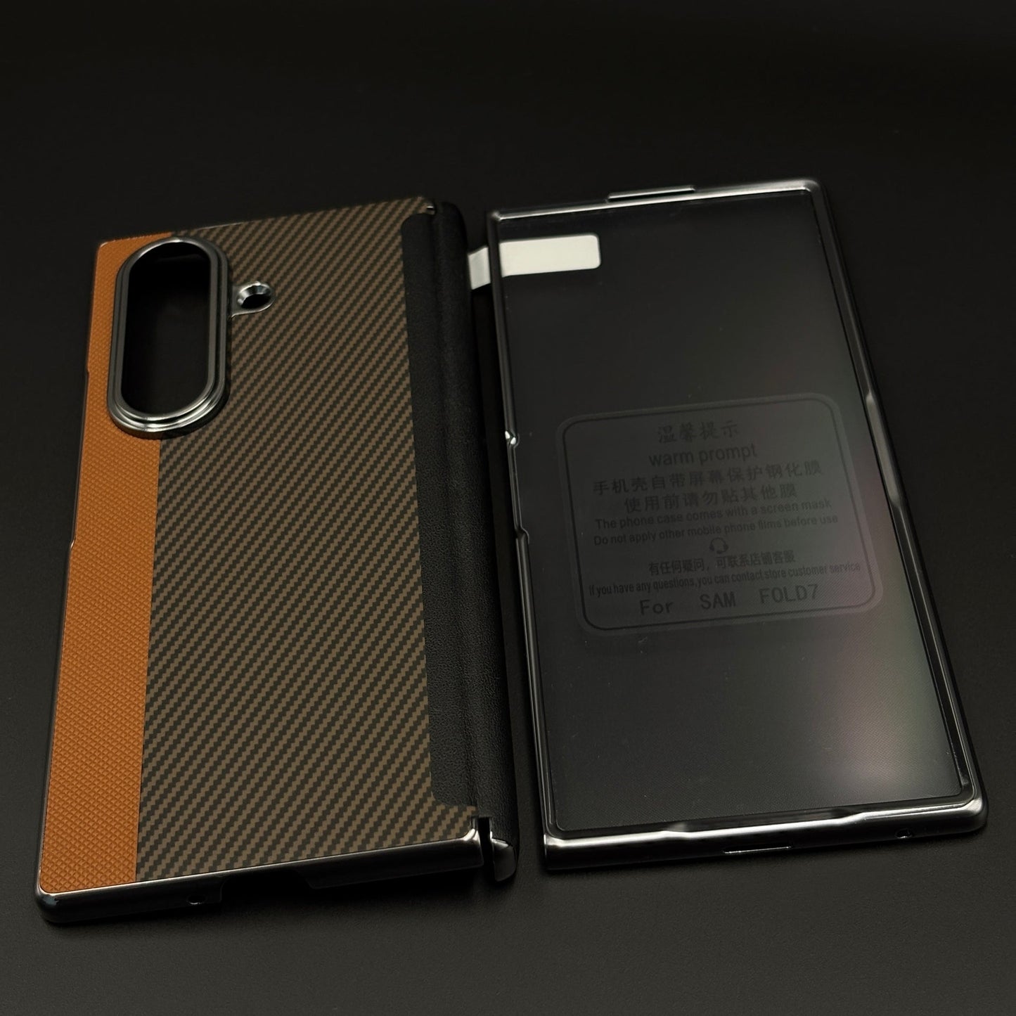 Dual Tone Carbon Fiber Hinge Protection Case for Samsung Galaxy Z Fold 7 | Front Screen Protector Included