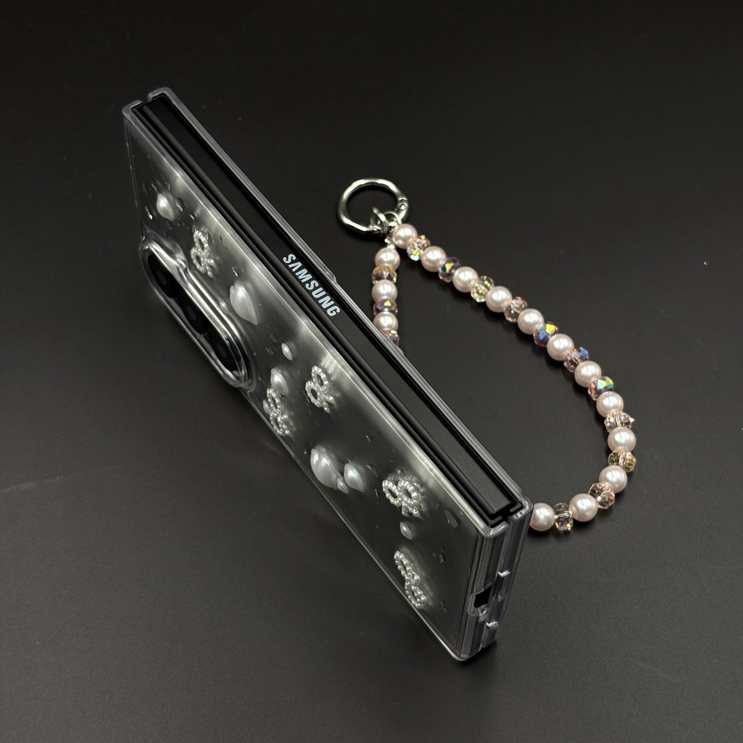 Pearl Butterfly Case with Beaded Charm Strap for Samsung Galaxy Z Fold 7 | Elegant Protective Cover