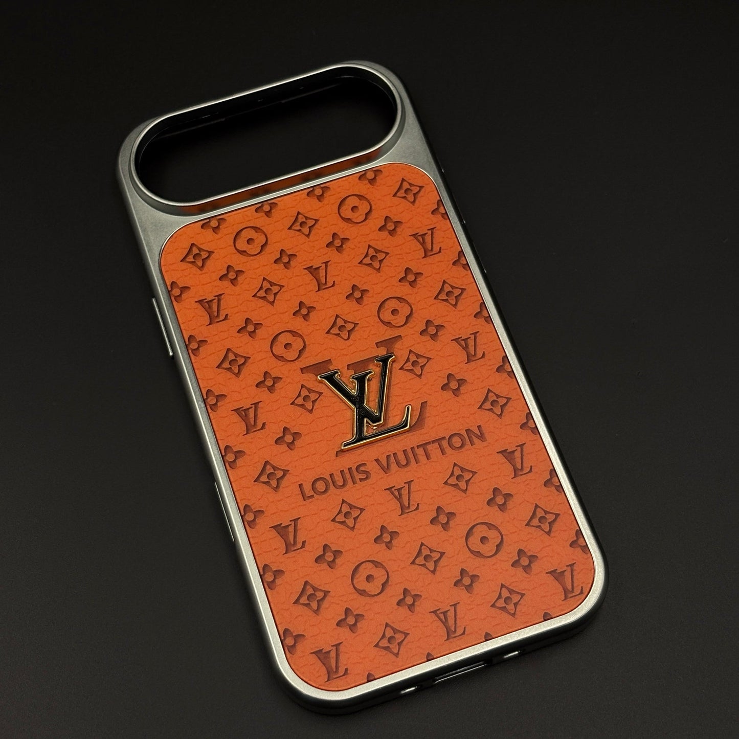Luxury Brand Metal Style Frame Leather Case for iPhone 17 Air | Premium Embossed Back Cover