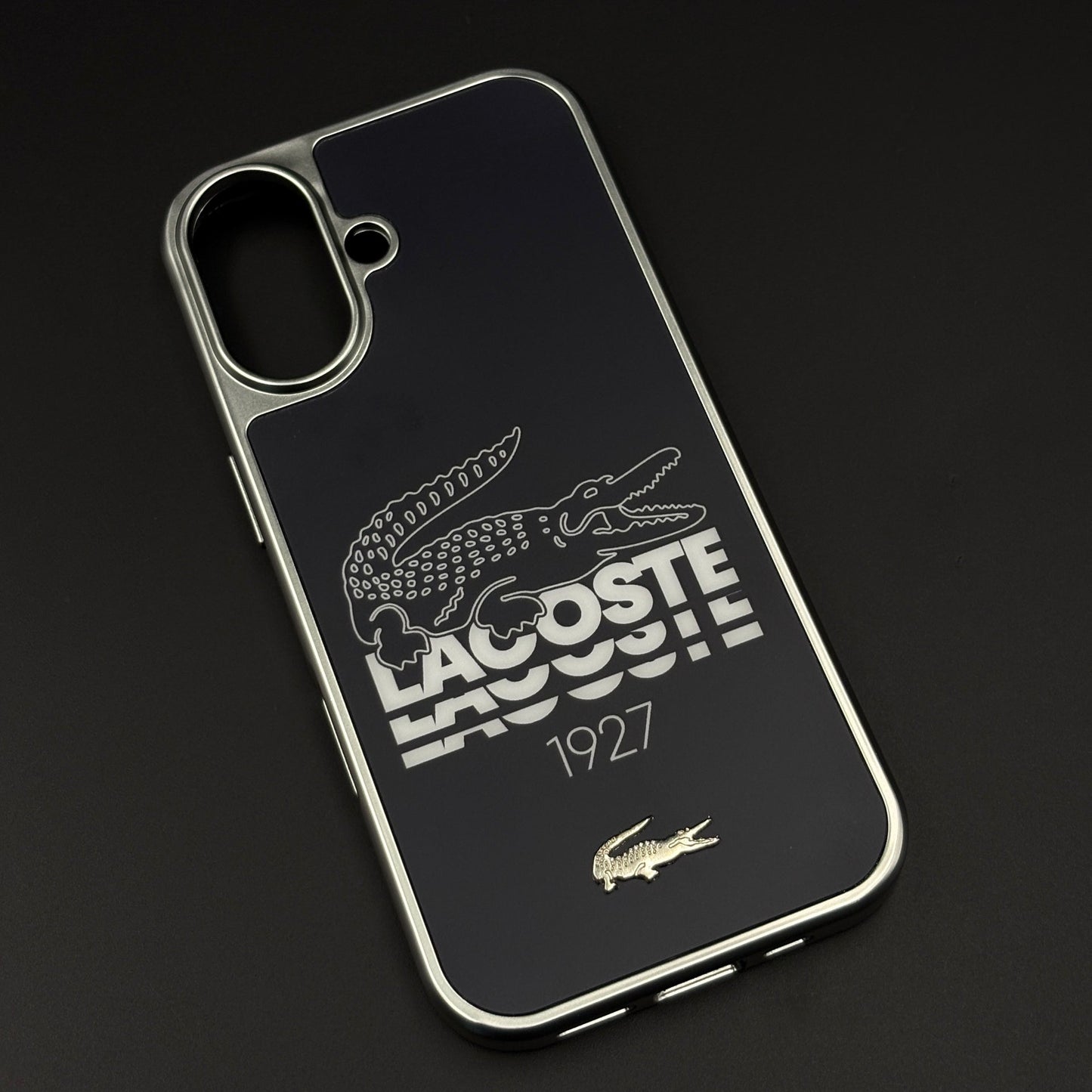 Croc Brand Pattern Metal Style Frame Case for iPhone 17 | Premium Designer Back Cover